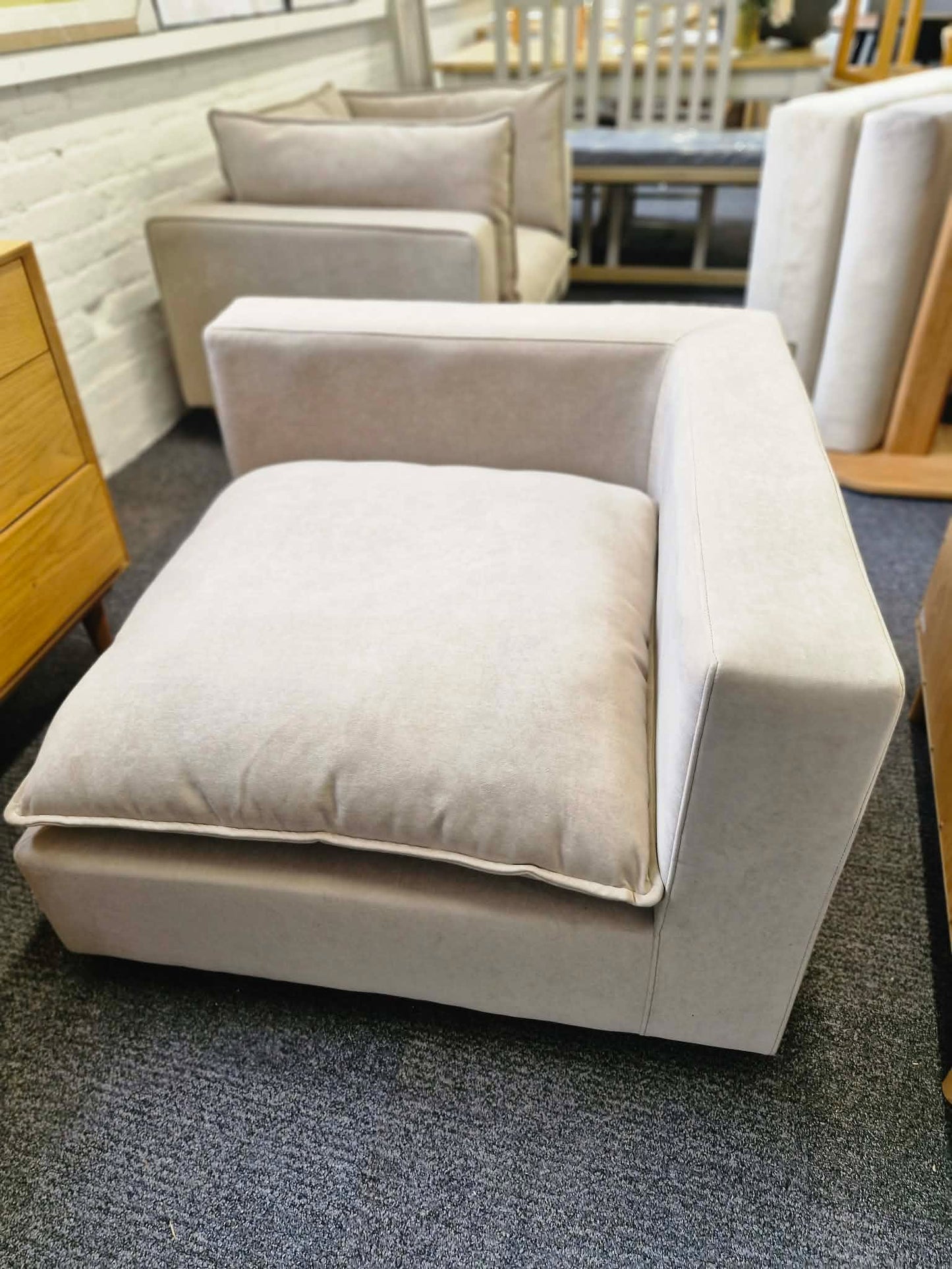 Corner unit seat  / Armchair Cream Stone Velvet