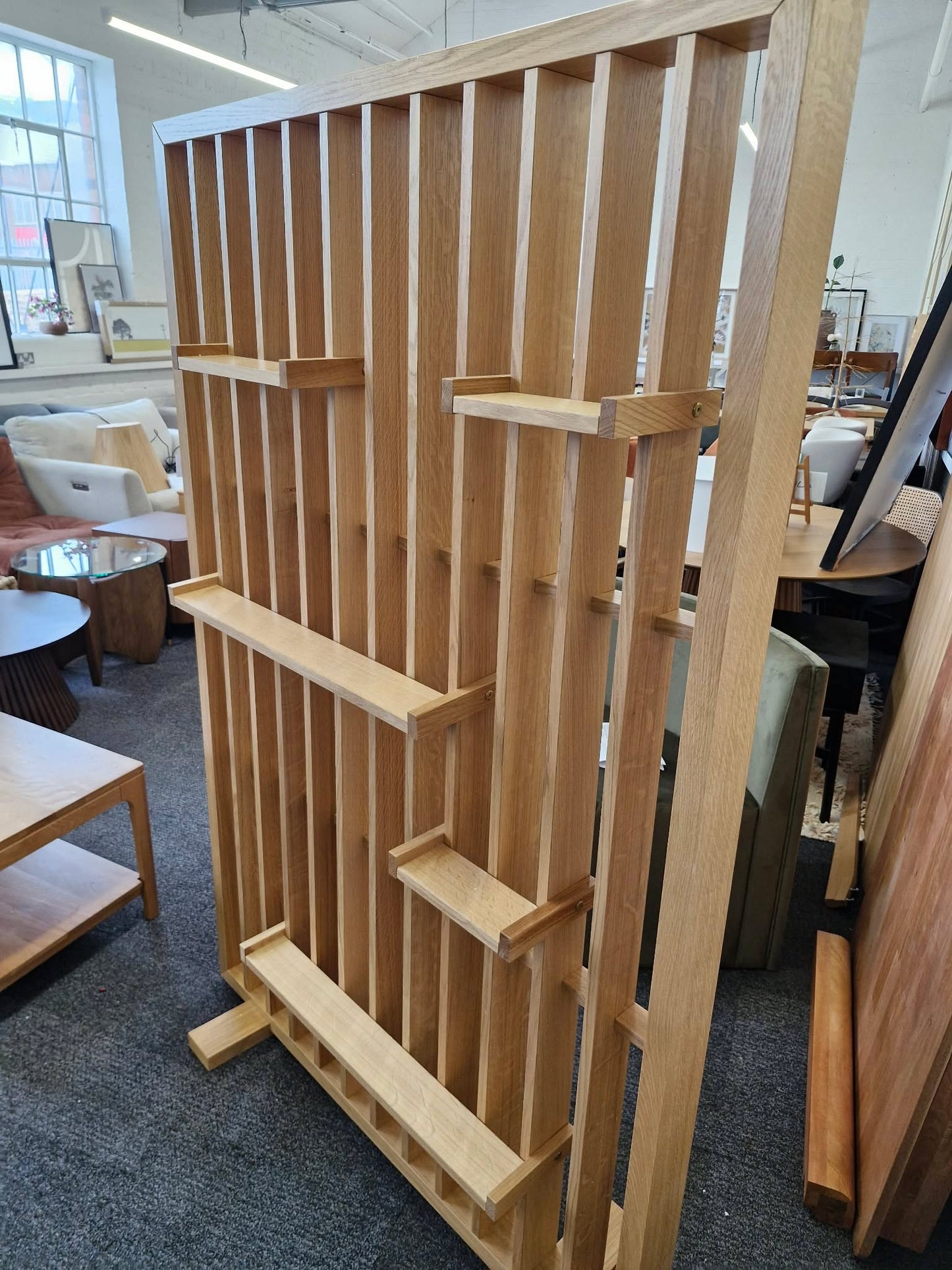 Free standing Oak room divider with shelves / La Redoute Mineva