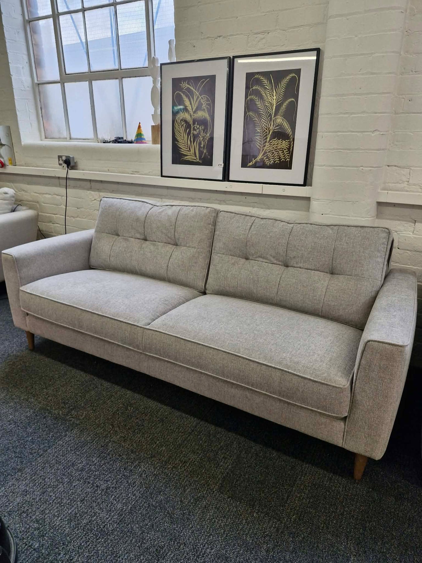 Large Light Grey 3 Seater Sofa