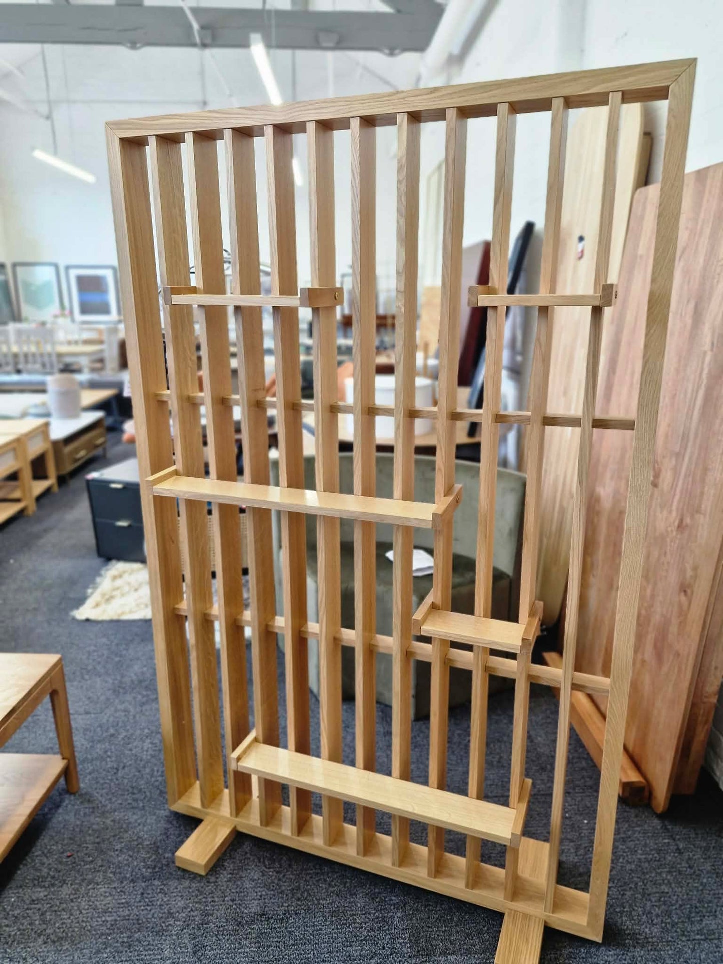 Free standing Oak room divider with shelves / La Redoute Mineva