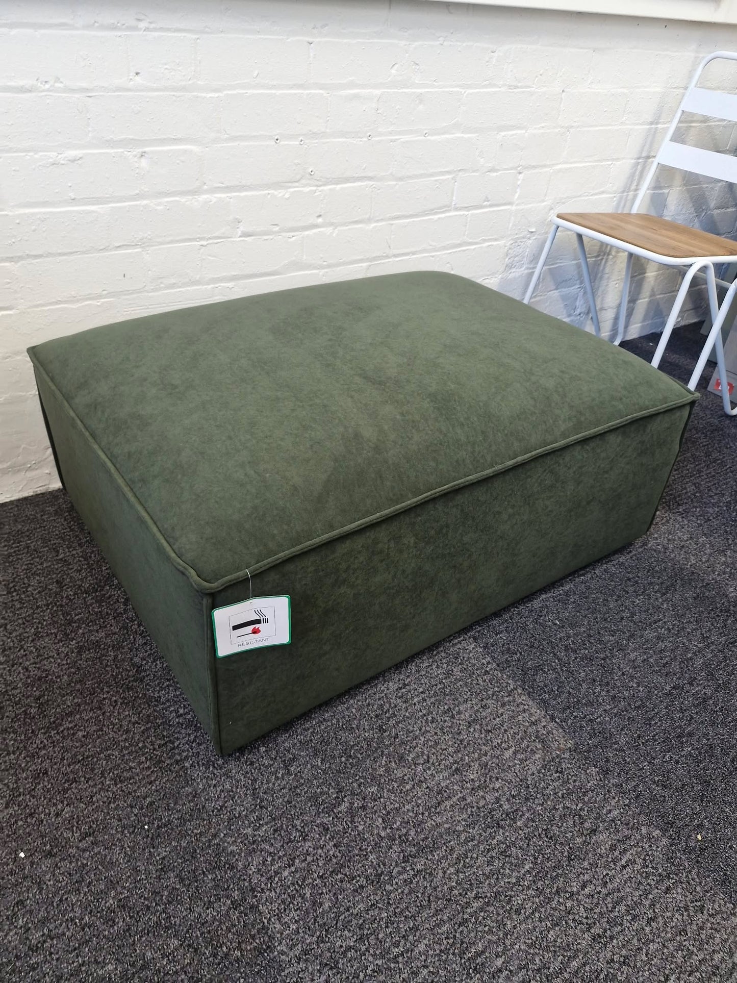 Large Velvet Forest Green Pouffe / Footrest Footstool
