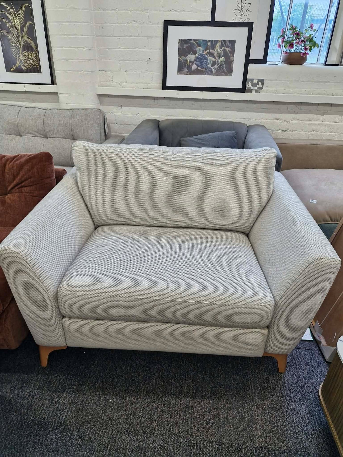 Light Grey Love Cuddle Chair / Wide Armchair with motion foot rest