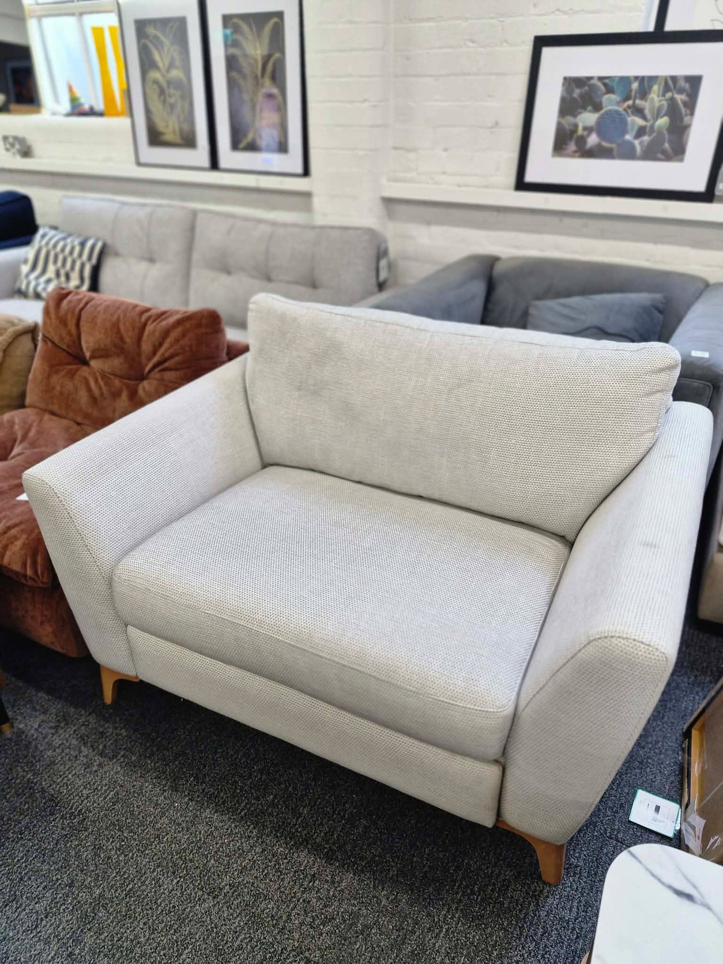Light Grey Love Cuddle Chair / Wide Armchair with motion foot rest