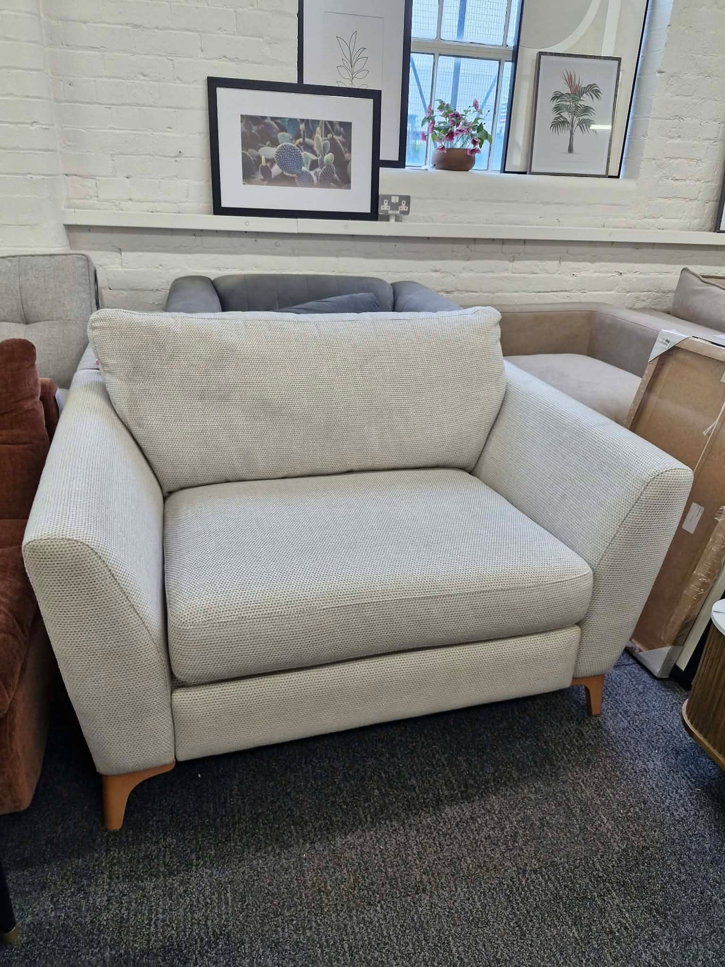 Light Grey Love Cuddle Chair / Wide Armchair with motion foot rest