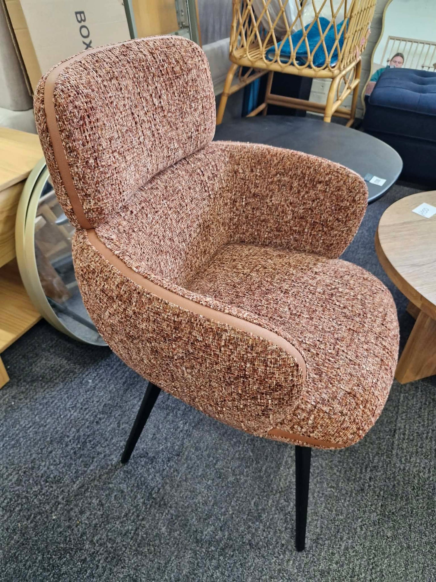 Burnt Orange and Black Metal Legs Swivel Office Desk Chair