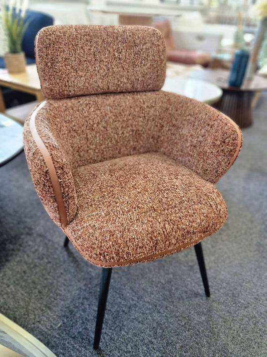 Burnt Orange and Black Metal Legs Swivel Office Desk Chair