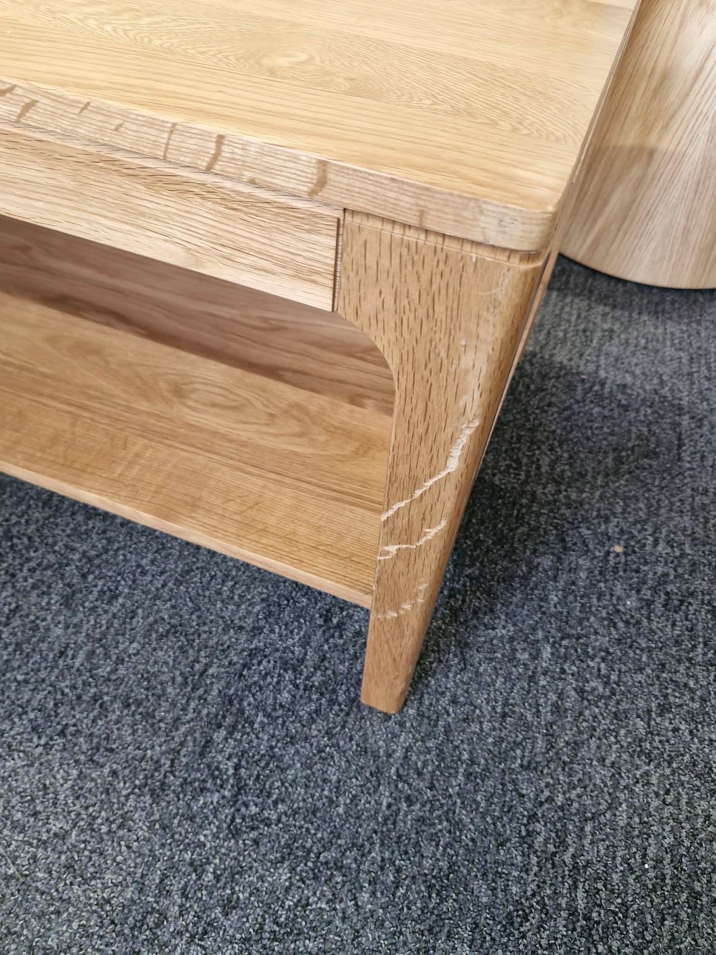 Solid Oak Coffee Table with Storage Shelf