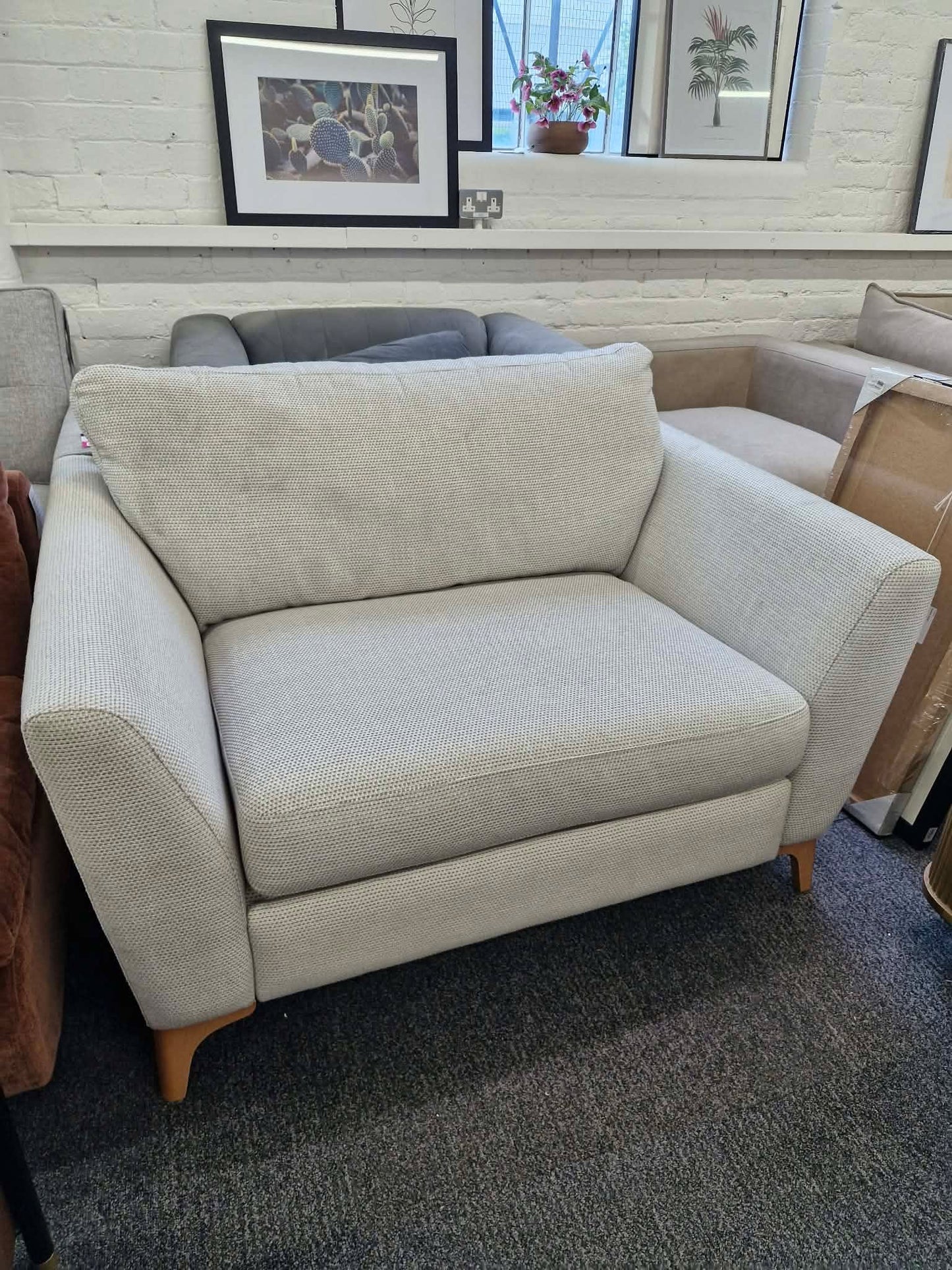 Light Grey Love Cuddle Chair / Wide Armchair with motion foot rest