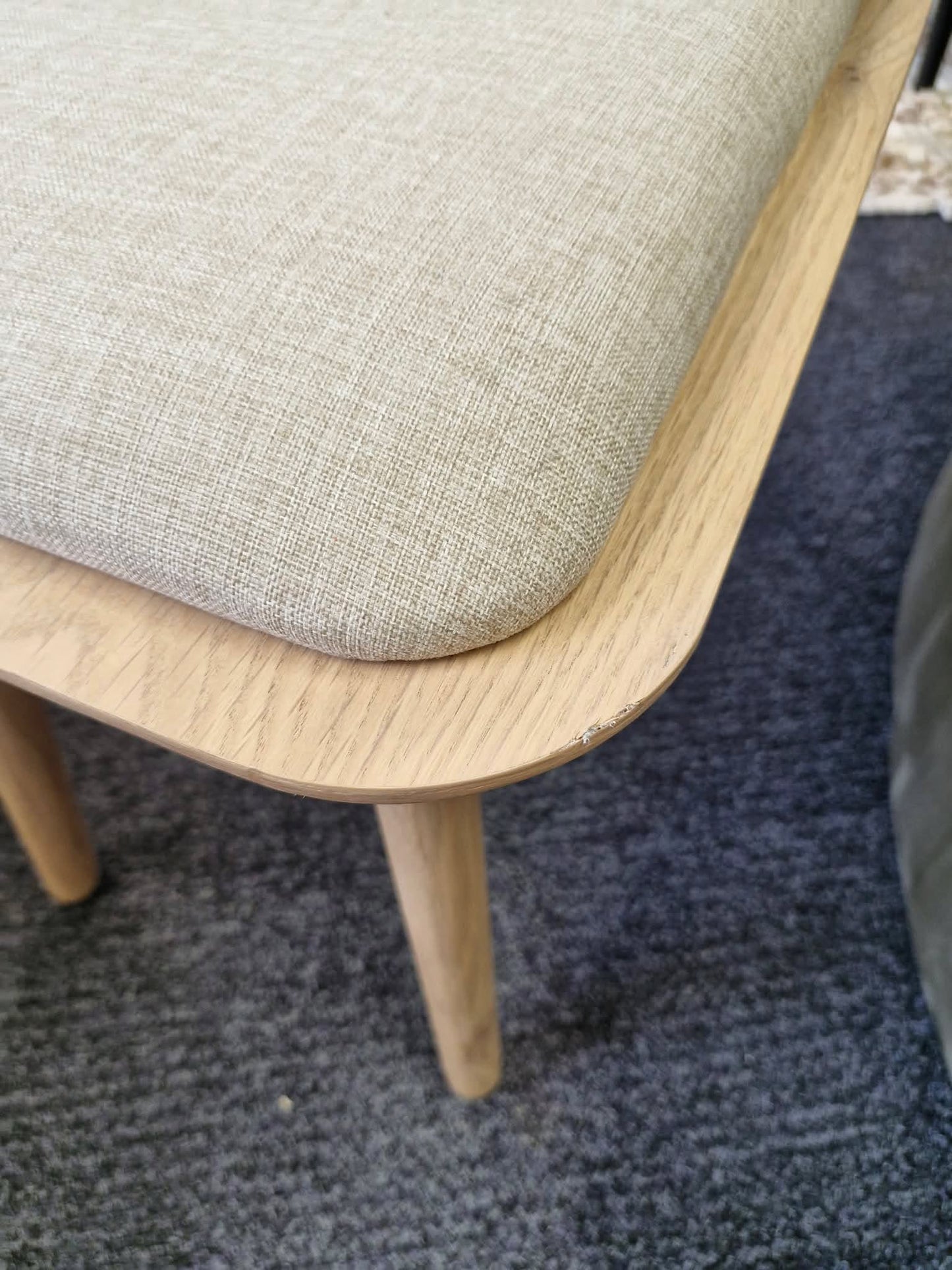 Oak and Linen Seat Bench / Dining bench, hallway bench, end of bed bench