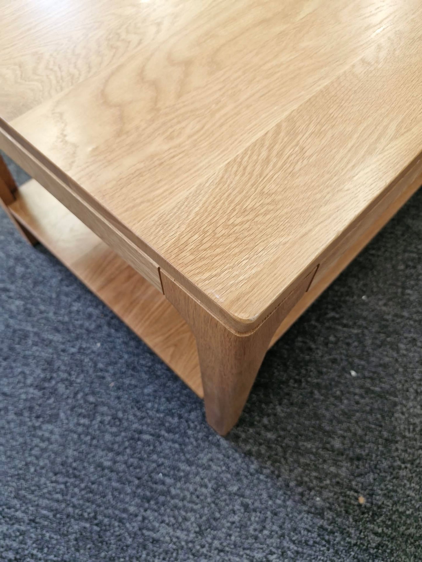 Solid Oak Coffee Table with Storage Shelf