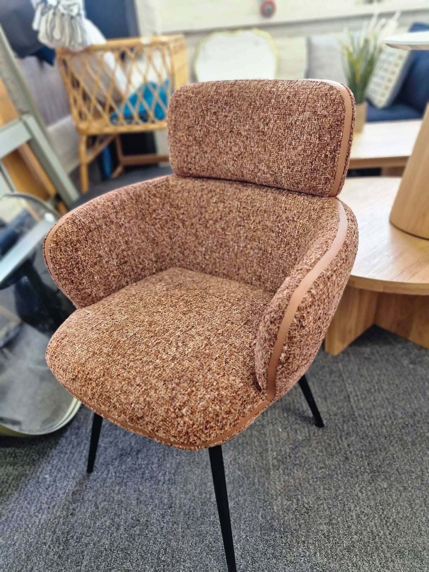 Burnt Orange and Black Metal Legs Swivel Office Desk Chair