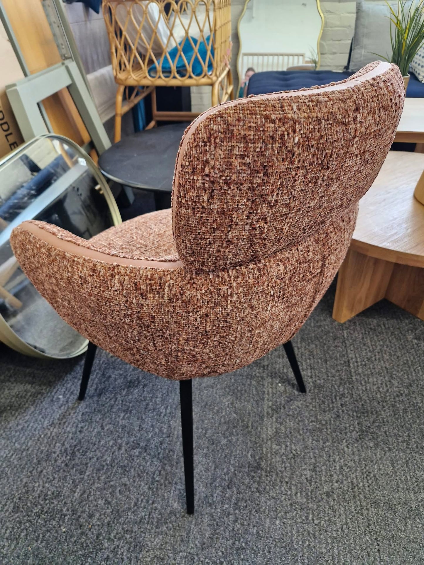 Burnt Orange and Black Metal Legs Swivel Office Desk Chair