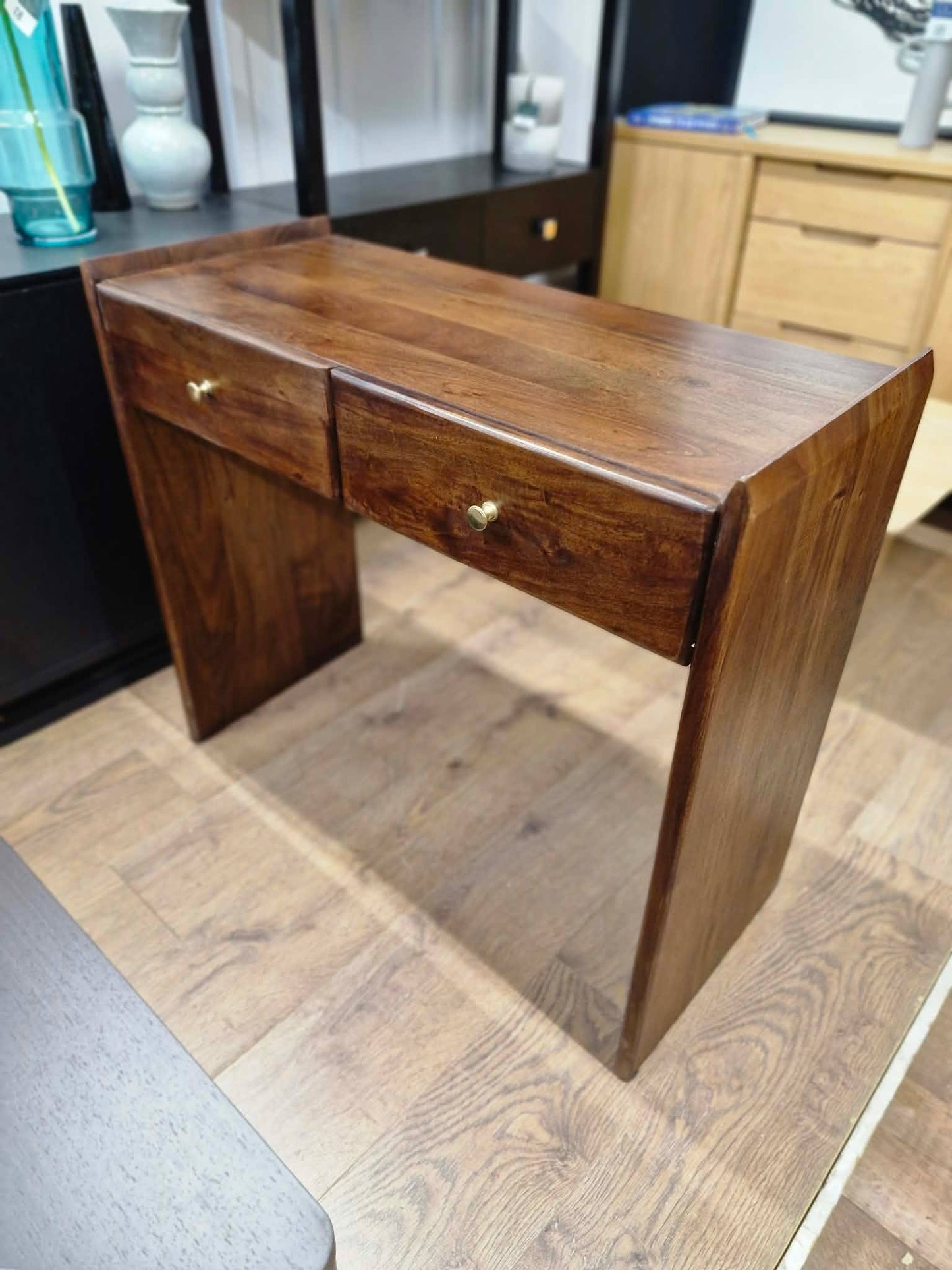 Solid Dark Wood Desk / Dressing table / Console table with Drawers