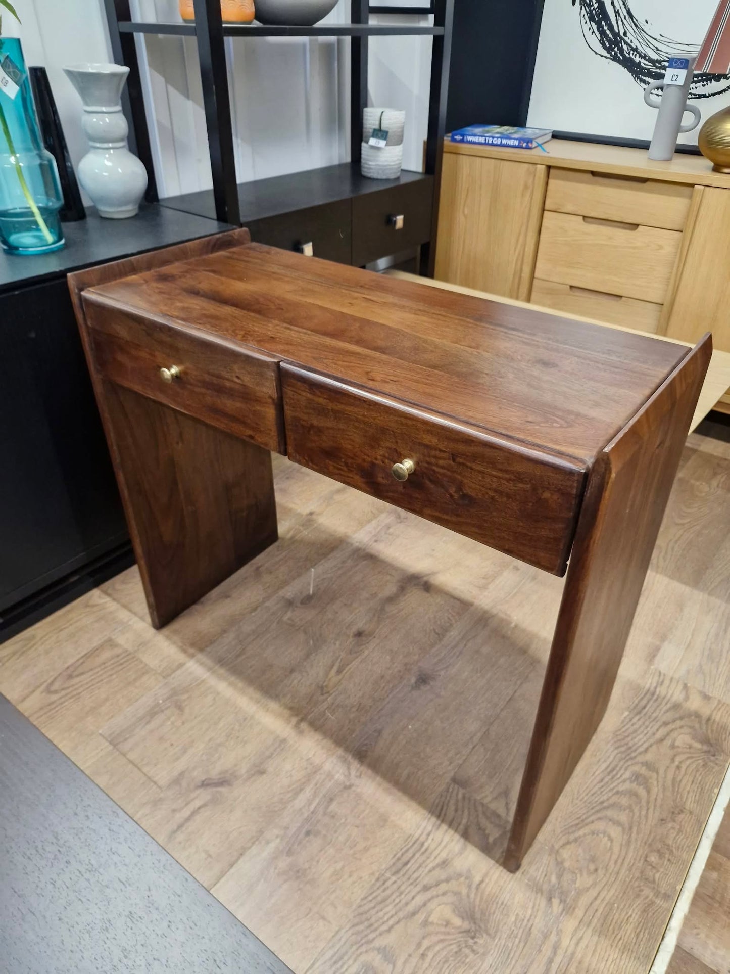 Solid Dark Wood Desk / Dressing table / Console table with Drawers