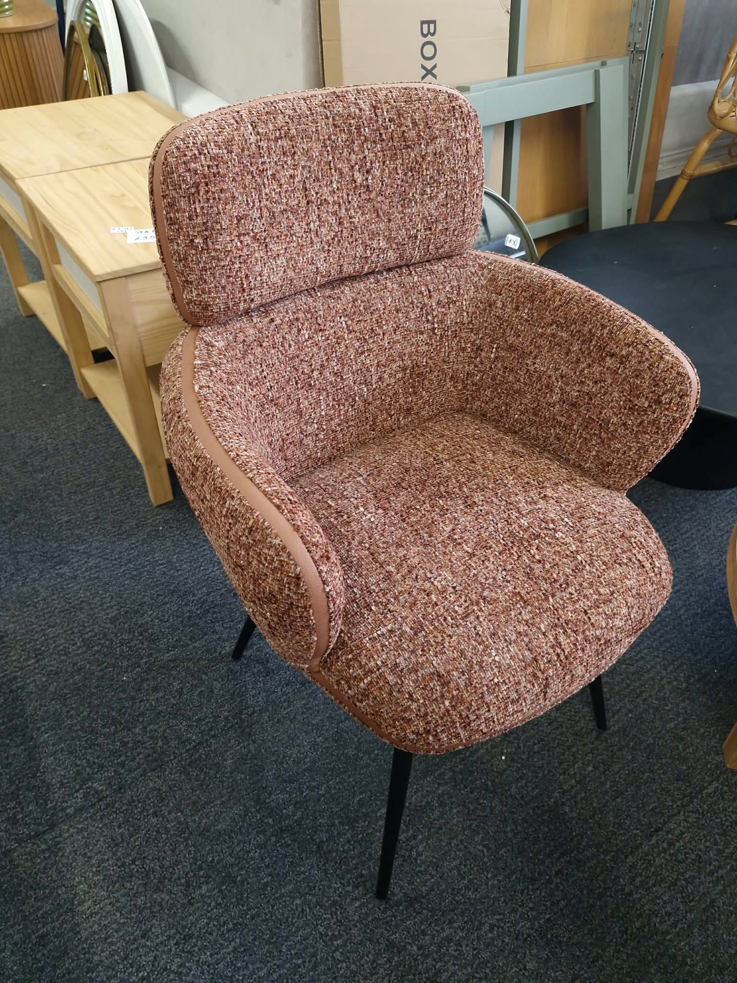 Burnt Orange and Black Metal Legs Swivel Office Desk Chair