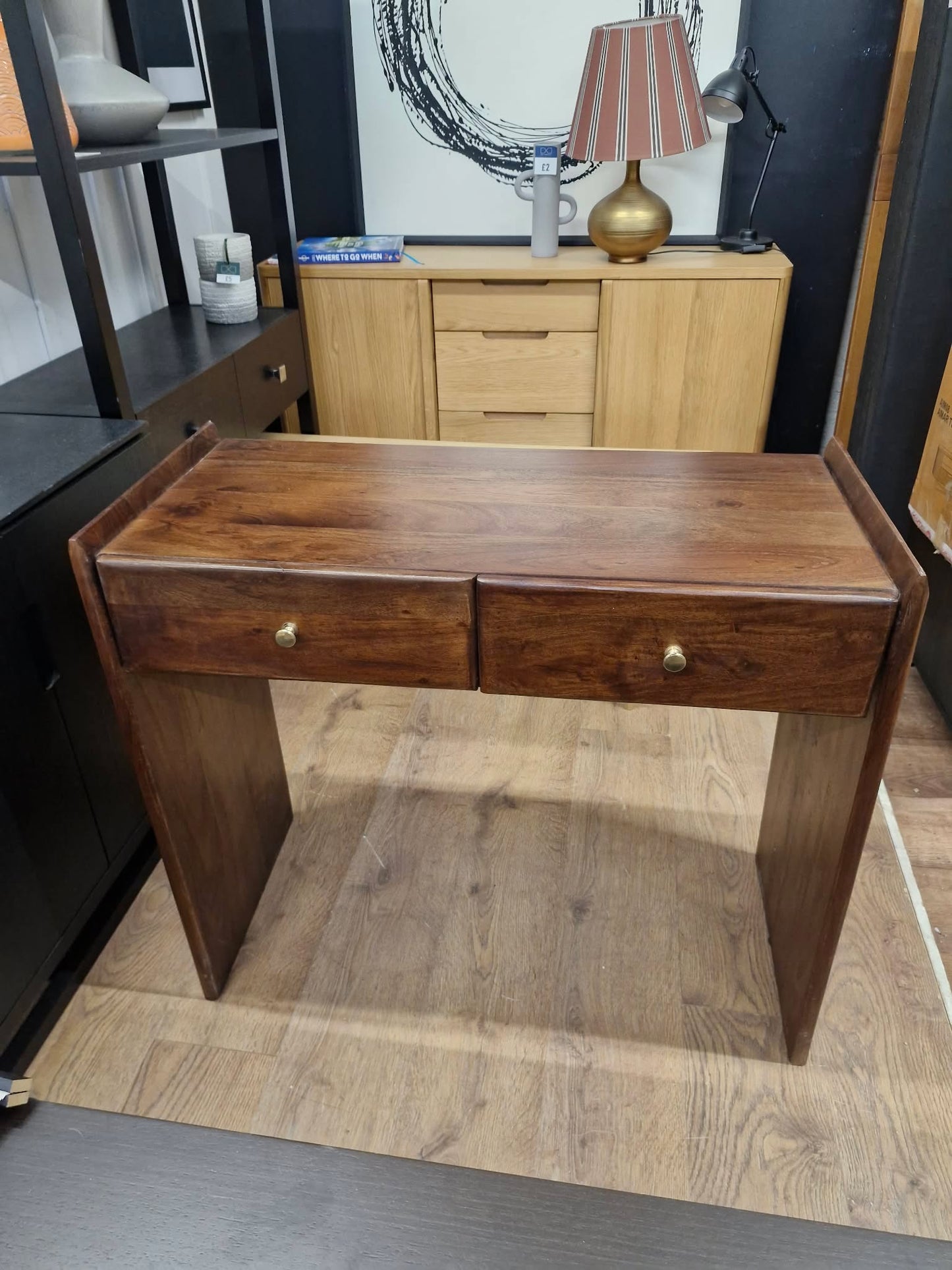 Solid Dark Wood Desk / Dressing table / Console table with Drawers