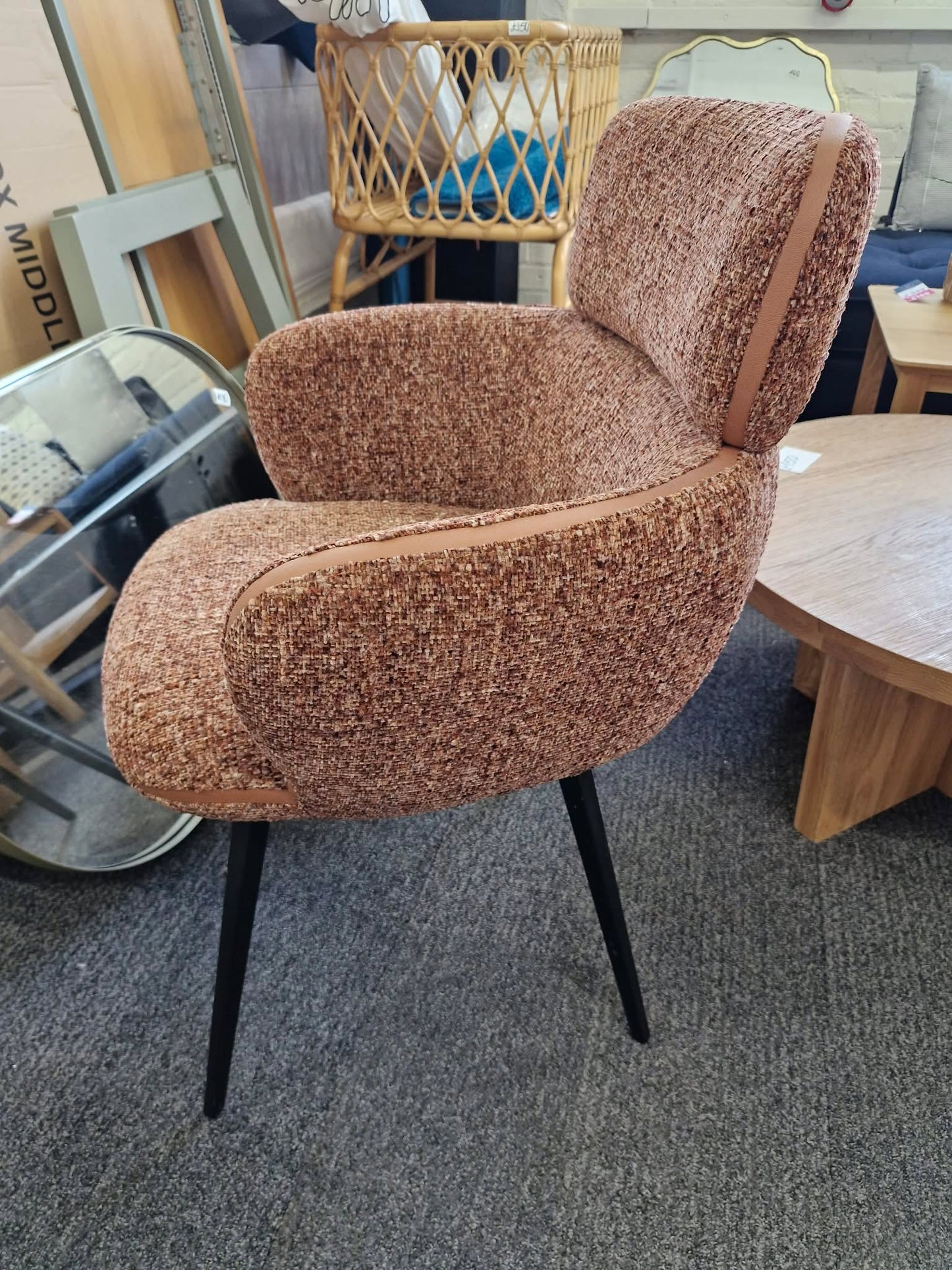 Burnt Orange and Black Metal Legs Swivel Office Desk Chair