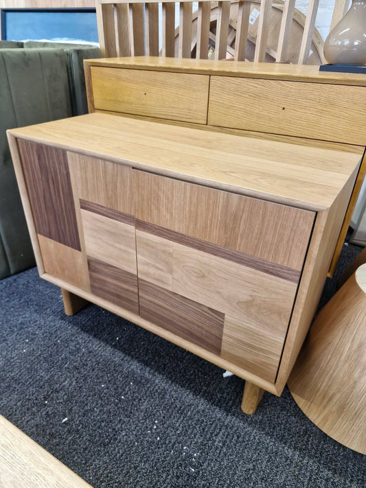 Compact Sideboard Cupboard  / Small Light and Dark Wood Cabinet