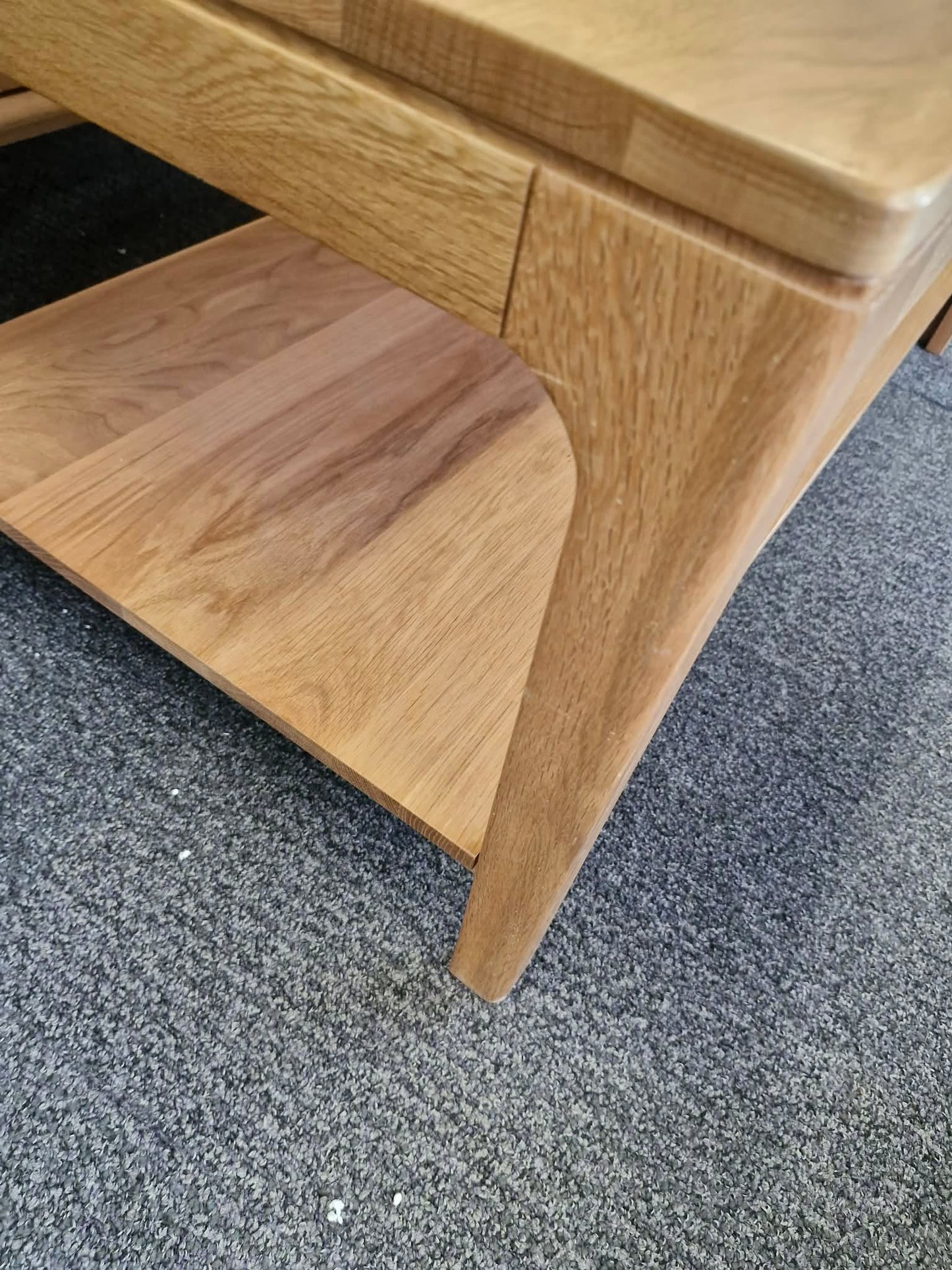 Solid Oak Coffee Table with Storage Shelf