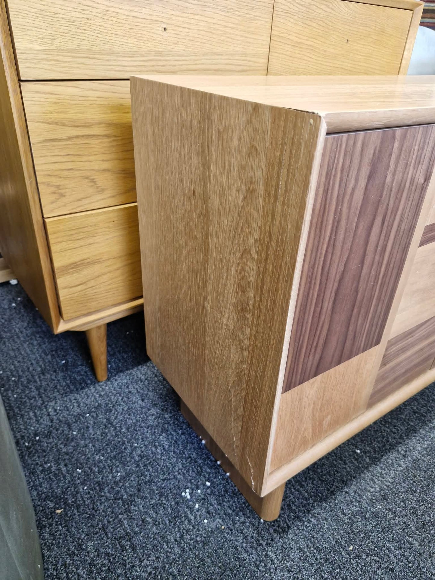 Compact Sideboard Cupboard  / Small Light and Dark Wood Cabinet
