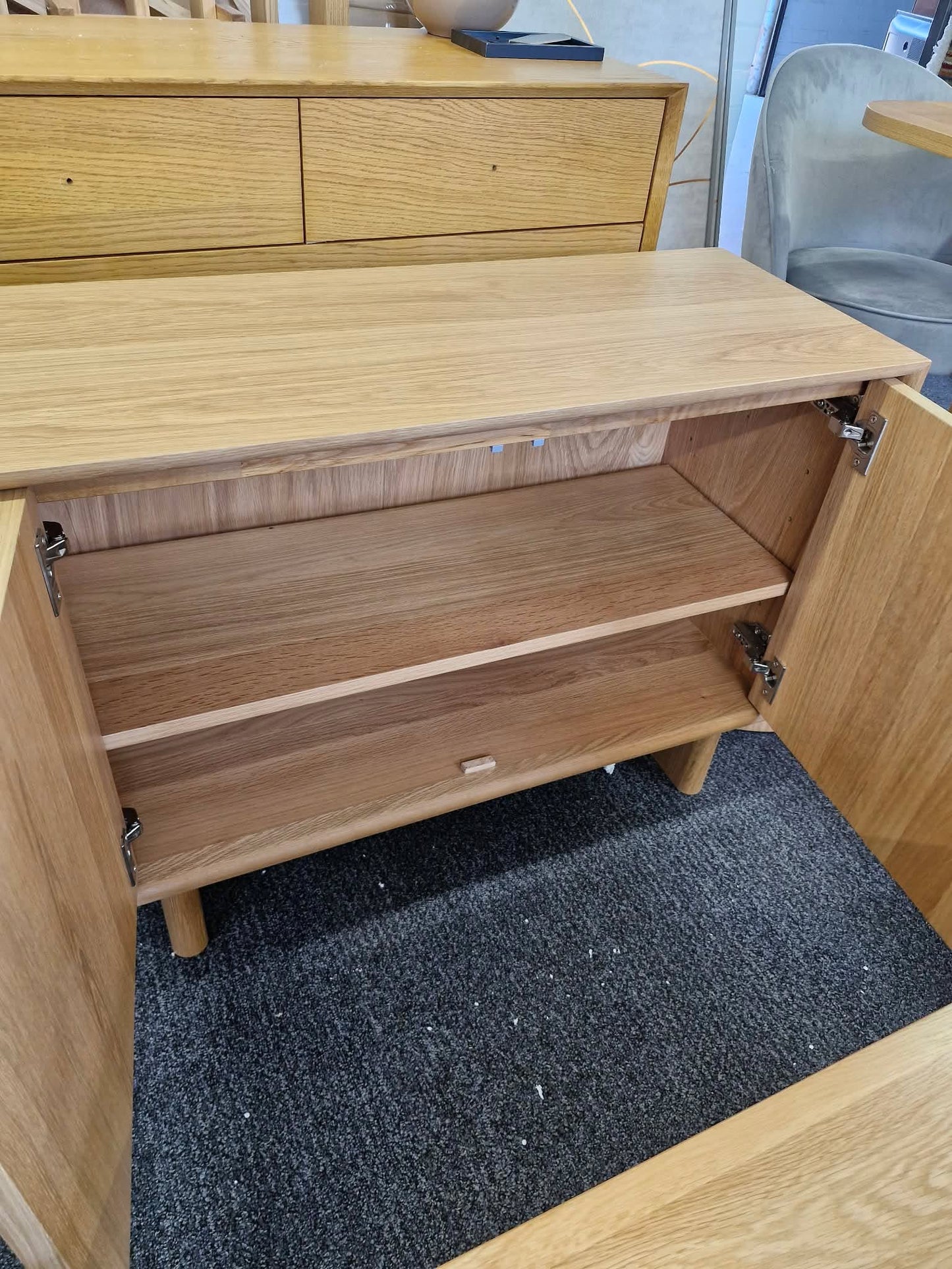 Compact Sideboard Cupboard  / Small Light and Dark Wood Cabinet