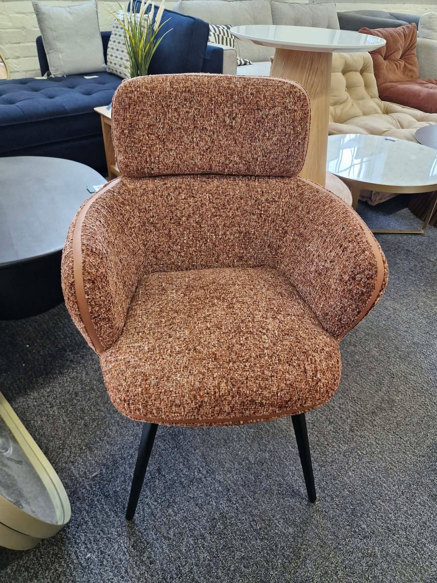 Burnt Orange and Black Metal Legs Swivel Office Desk Chair
