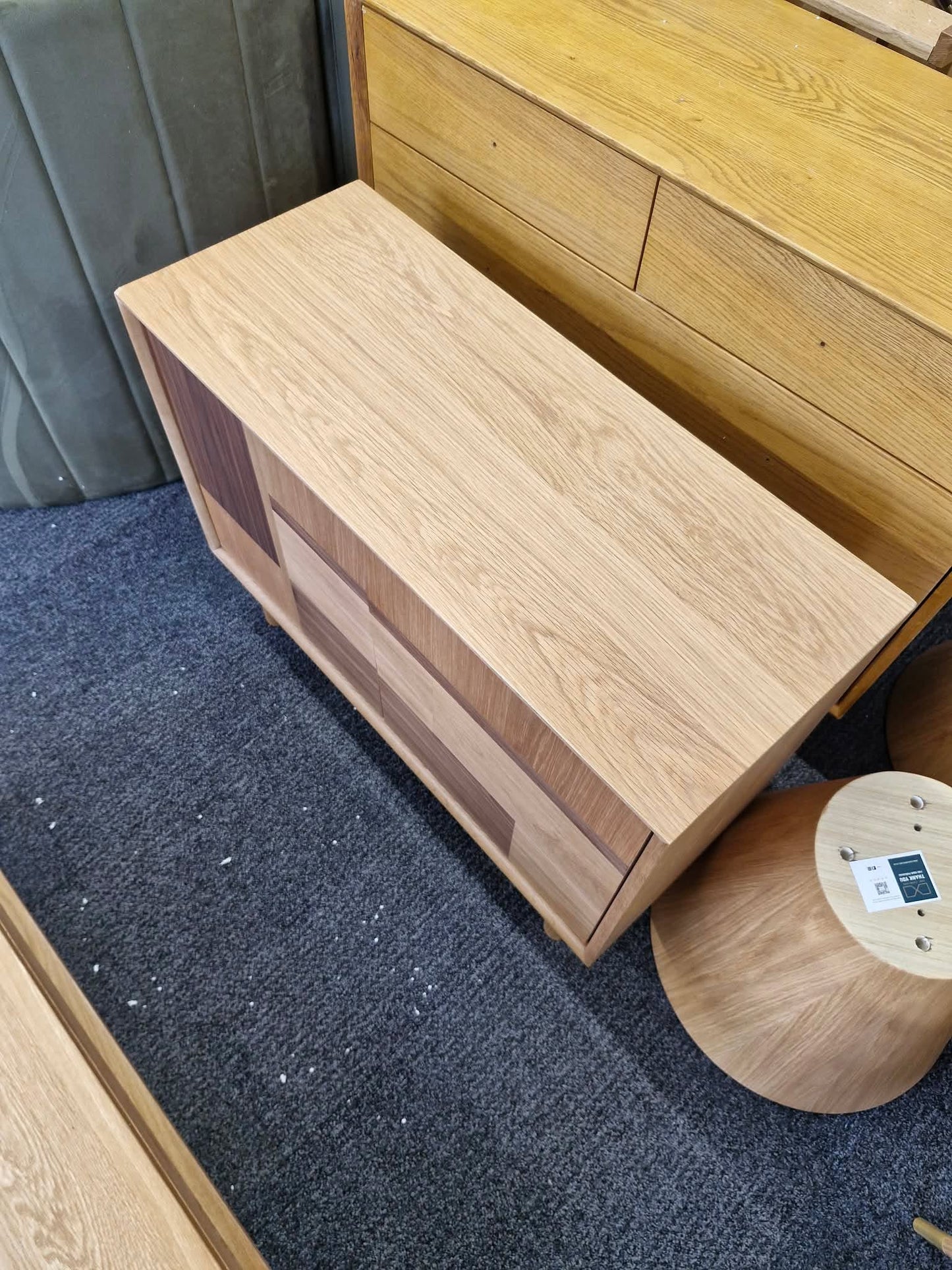 Compact Sideboard Cupboard  / Small Light and Dark Wood Cabinet