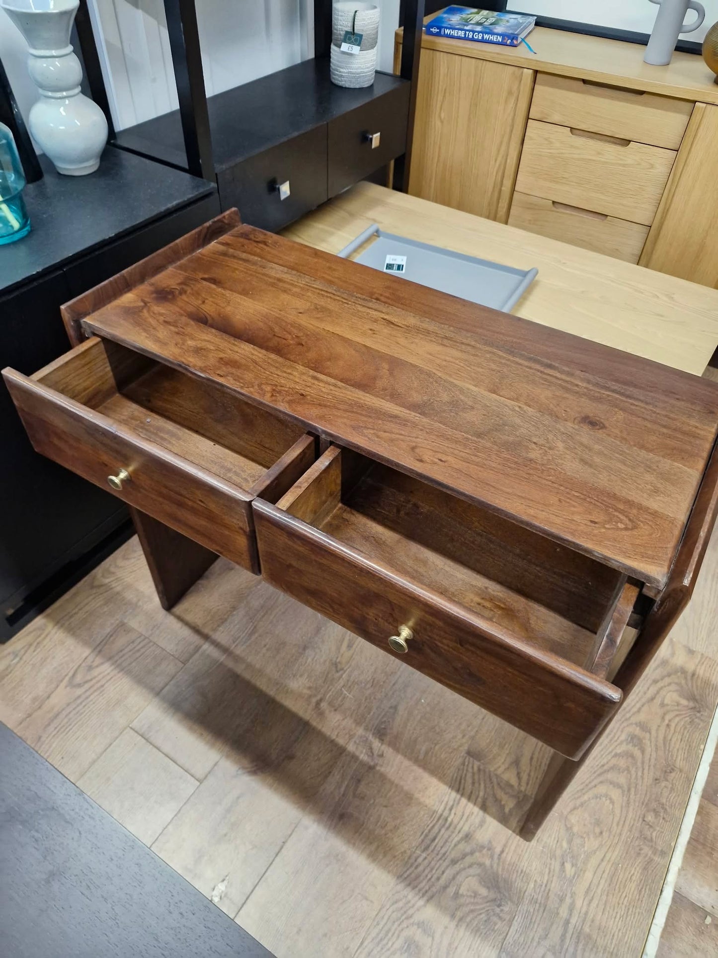 Solid Dark Wood Desk / Dressing table / Console table with Drawers