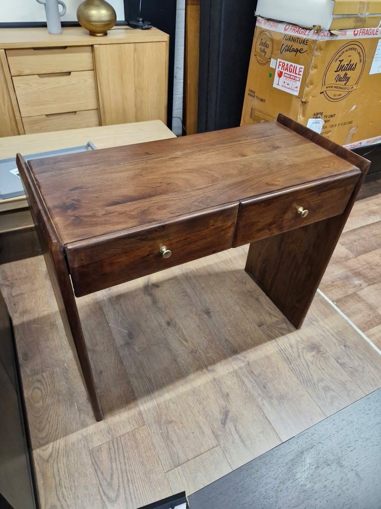 Solid Dark Wood Desk / Dressing table / Console table with Drawers