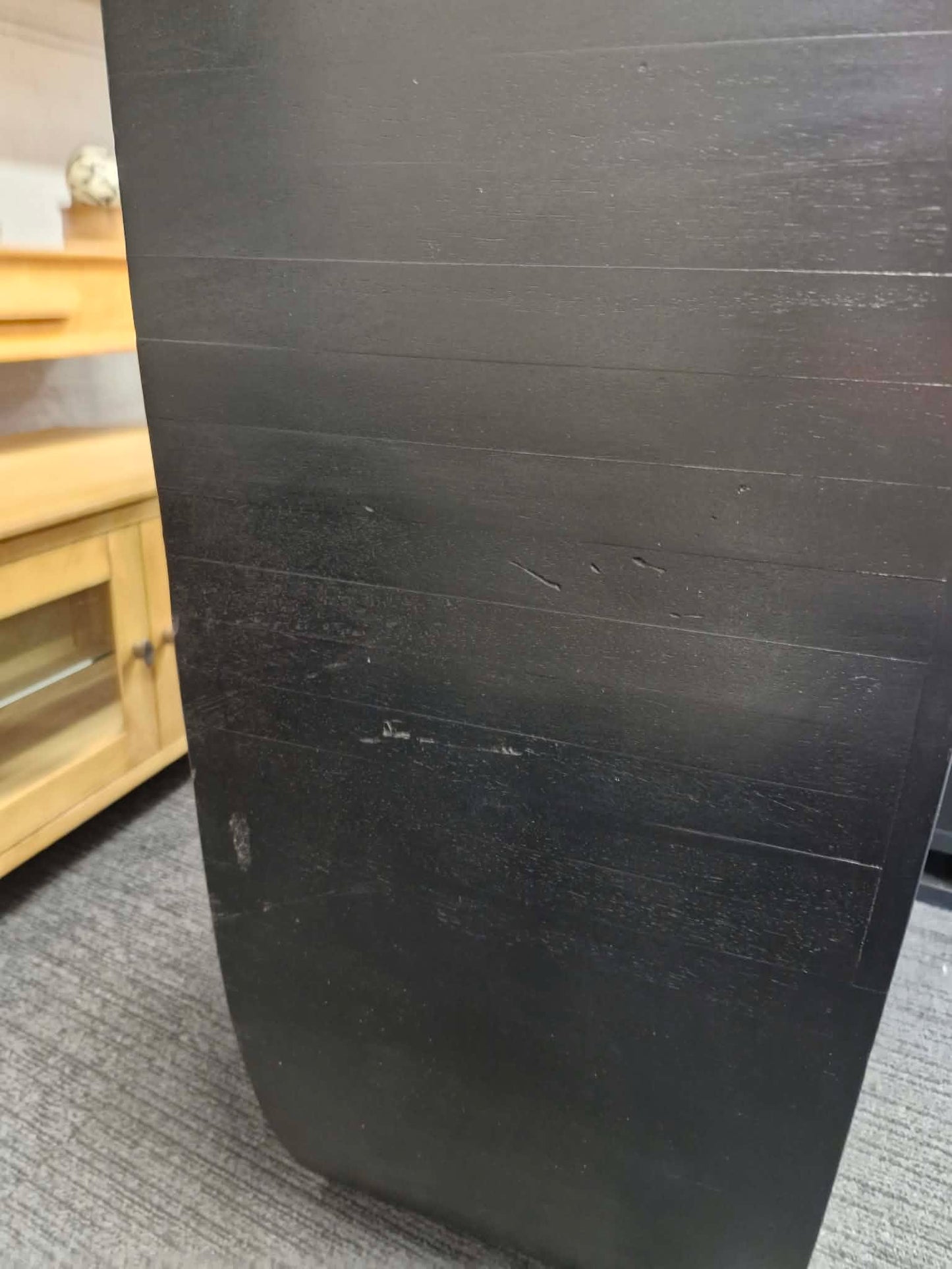 Solid Mango Wood Oval Bookshelf with Black Frame