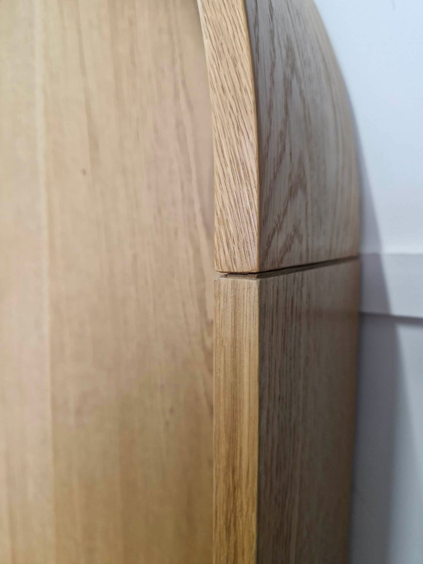Oak and Rattan Arched Shallow Shoe Storage Hallway Cabinet