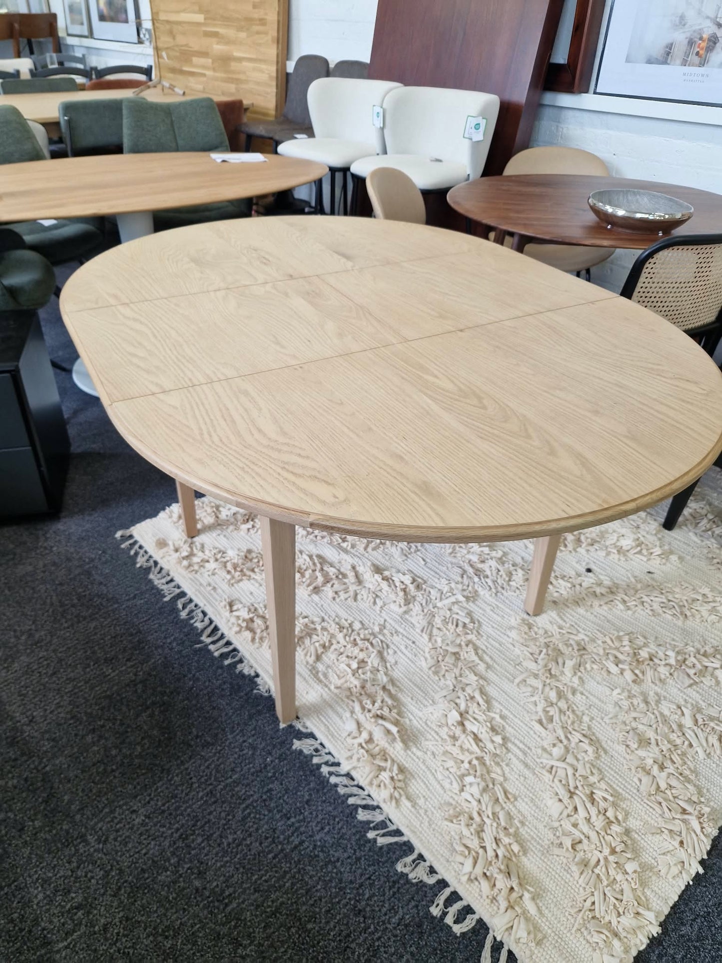 Light Oak Round Extending Dining Table 110cm