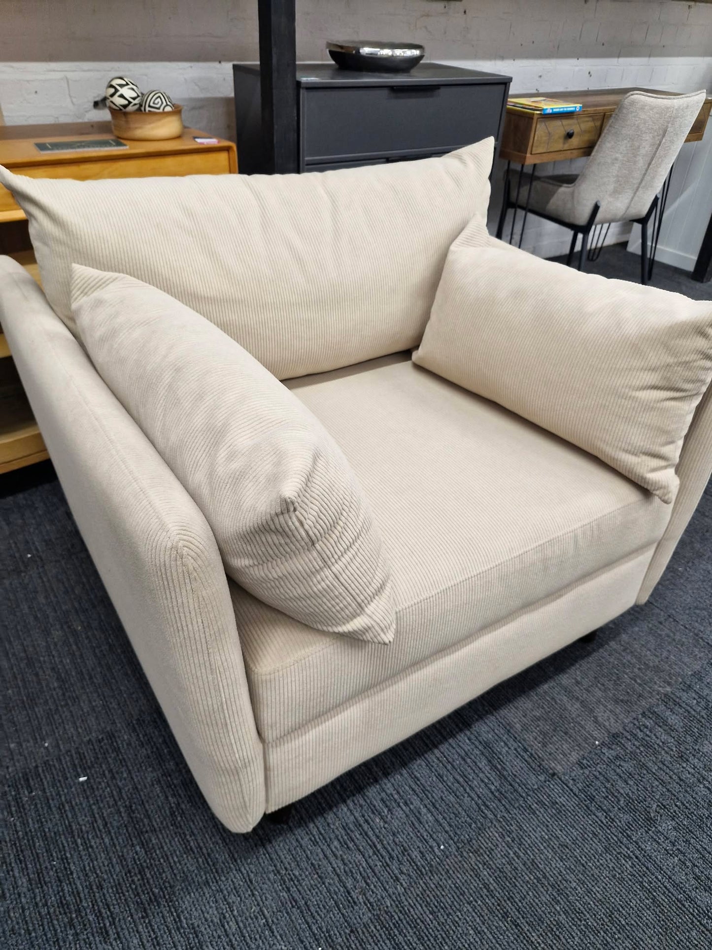 1 Seater Single Sofa Bed / Armchair Bed / Beige Sand Cord / Swyft Model 08