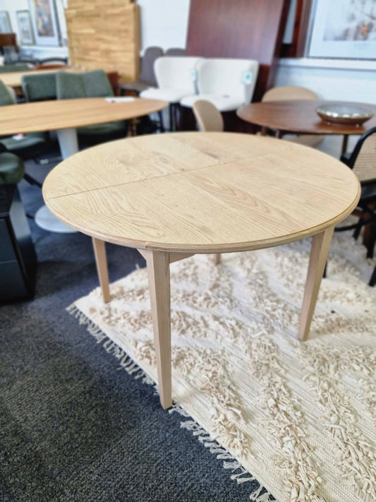 Light Oak Round Extending Dining Table 110cm