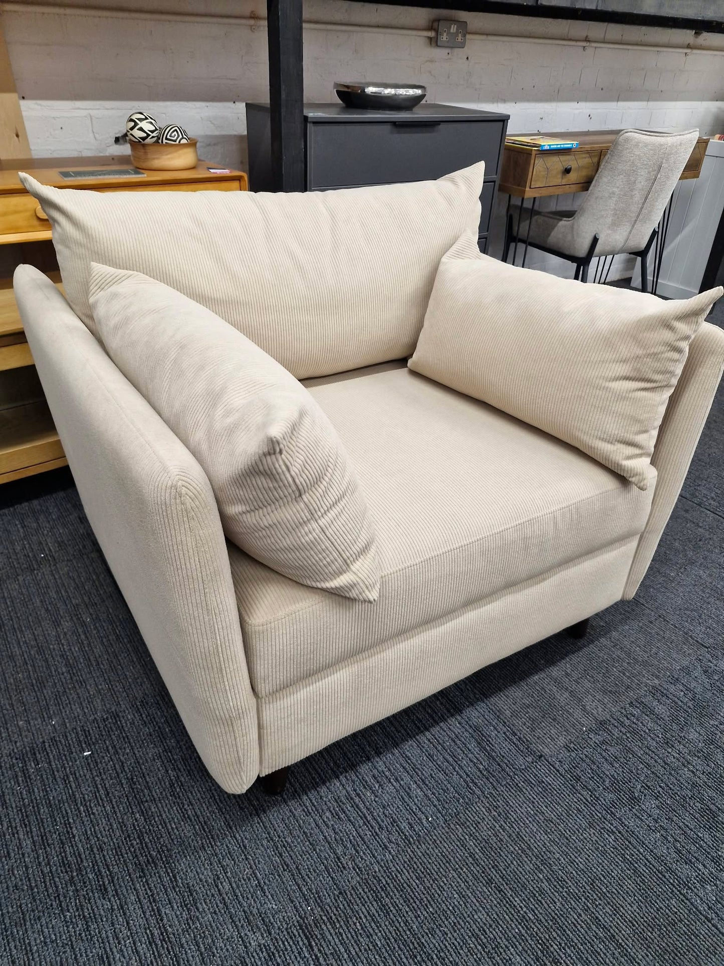 1 Seater Single Sofa Bed / Armchair Bed / Beige Sand Cord / Swyft Model 08