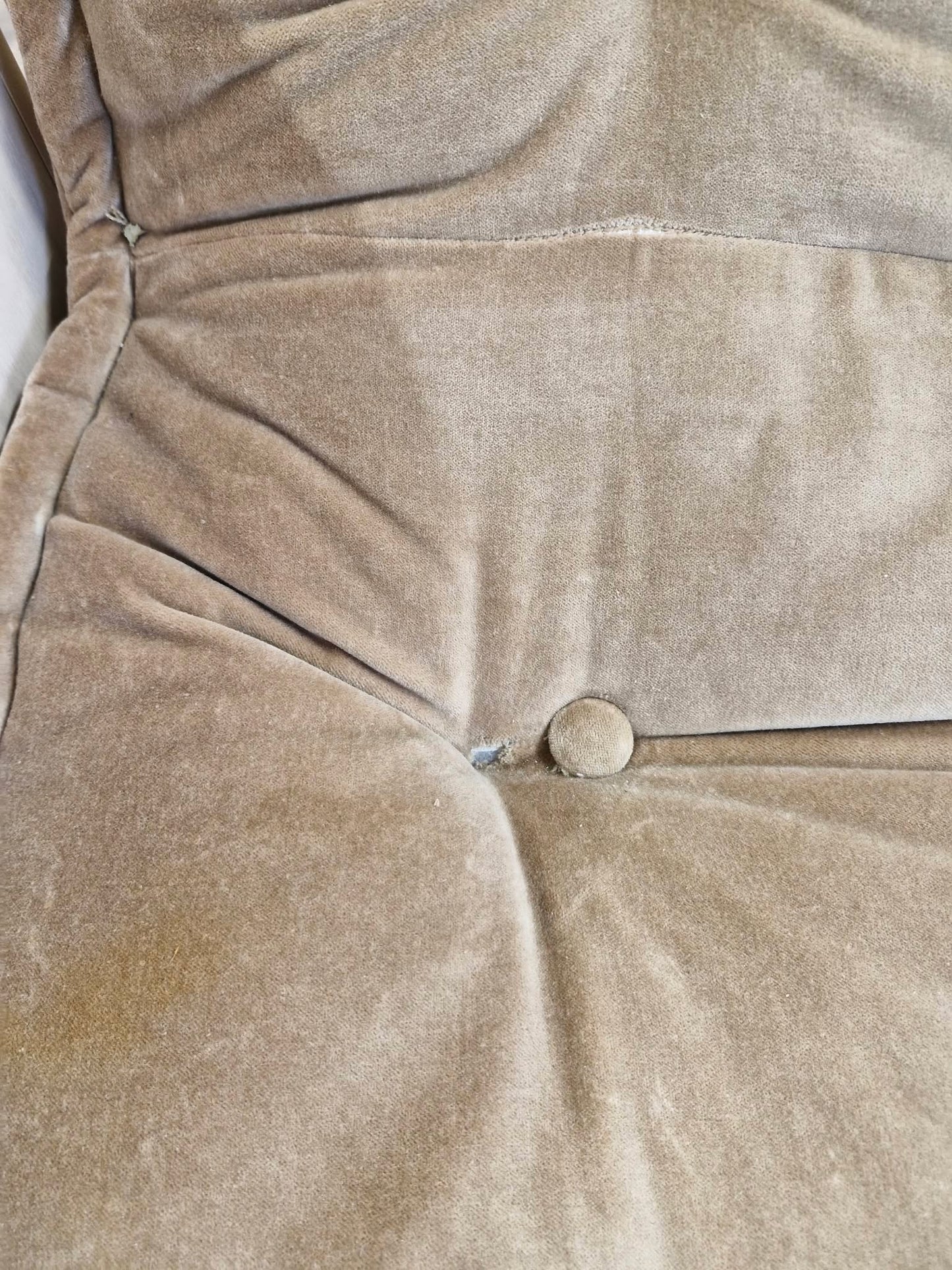 Wide Beige Velvet Two-Seater Floor Cushion / Armchair