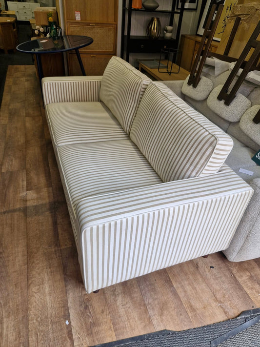 3 Seater White and Beige Stripes Sofa
