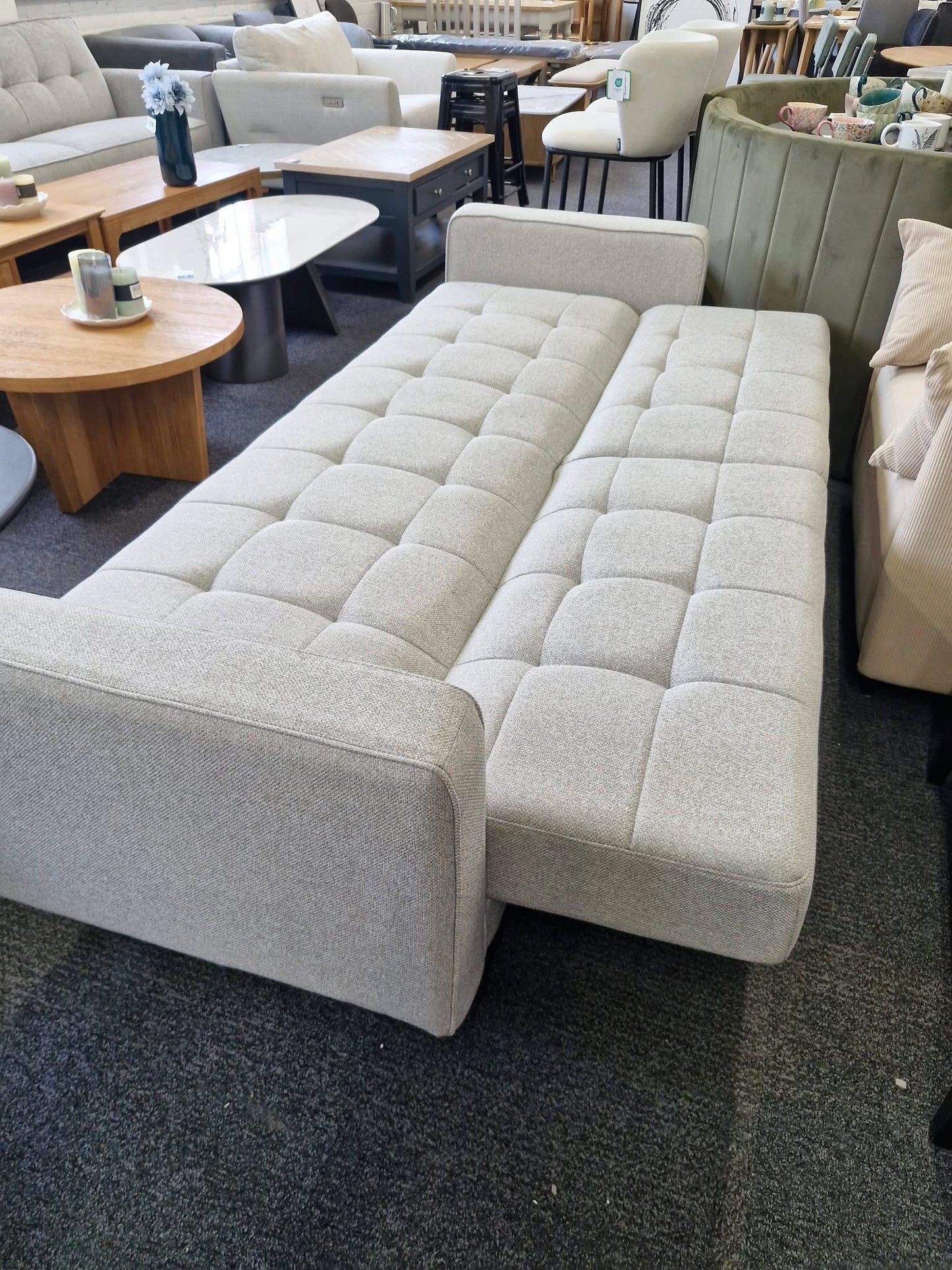 Click Clack 3 Seater Sofa Bed, Light Leg, Cobble Grey