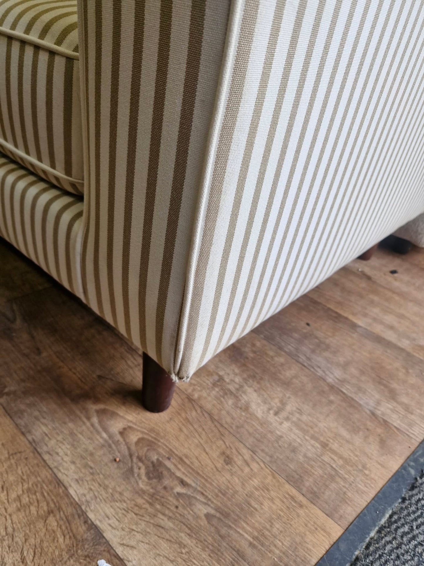 3 Seater White and Beige Stripes Sofa
