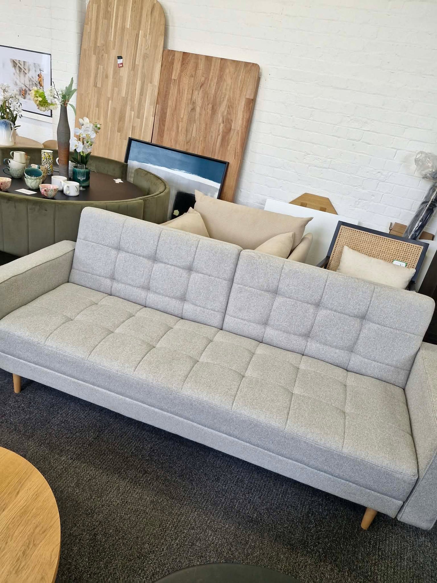 Click Clack 3 Seater Sofa Bed, Light Leg, Cobble Grey
