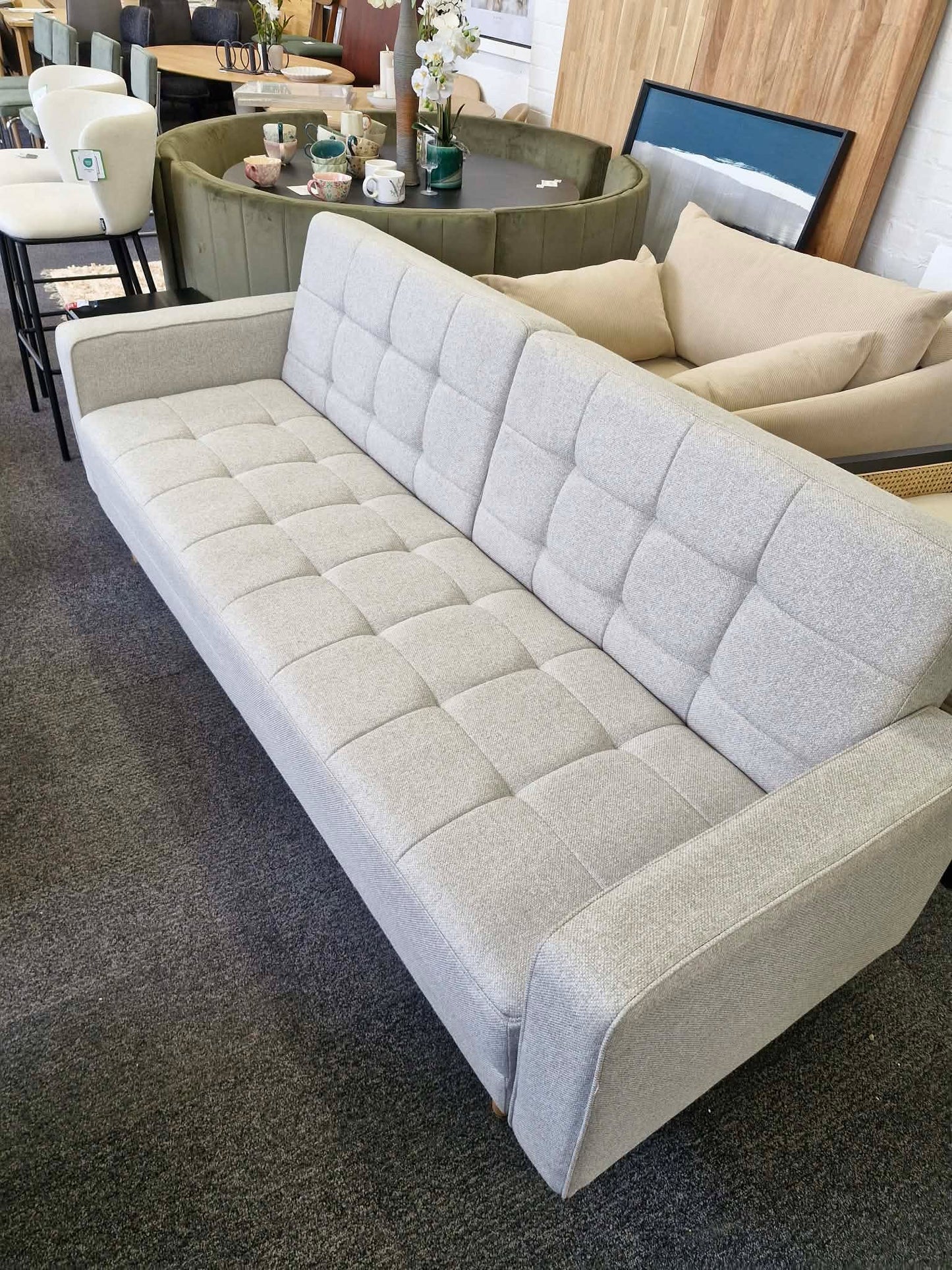 Click Clack 3 Seater Sofa Bed, Light Leg, Cobble Grey