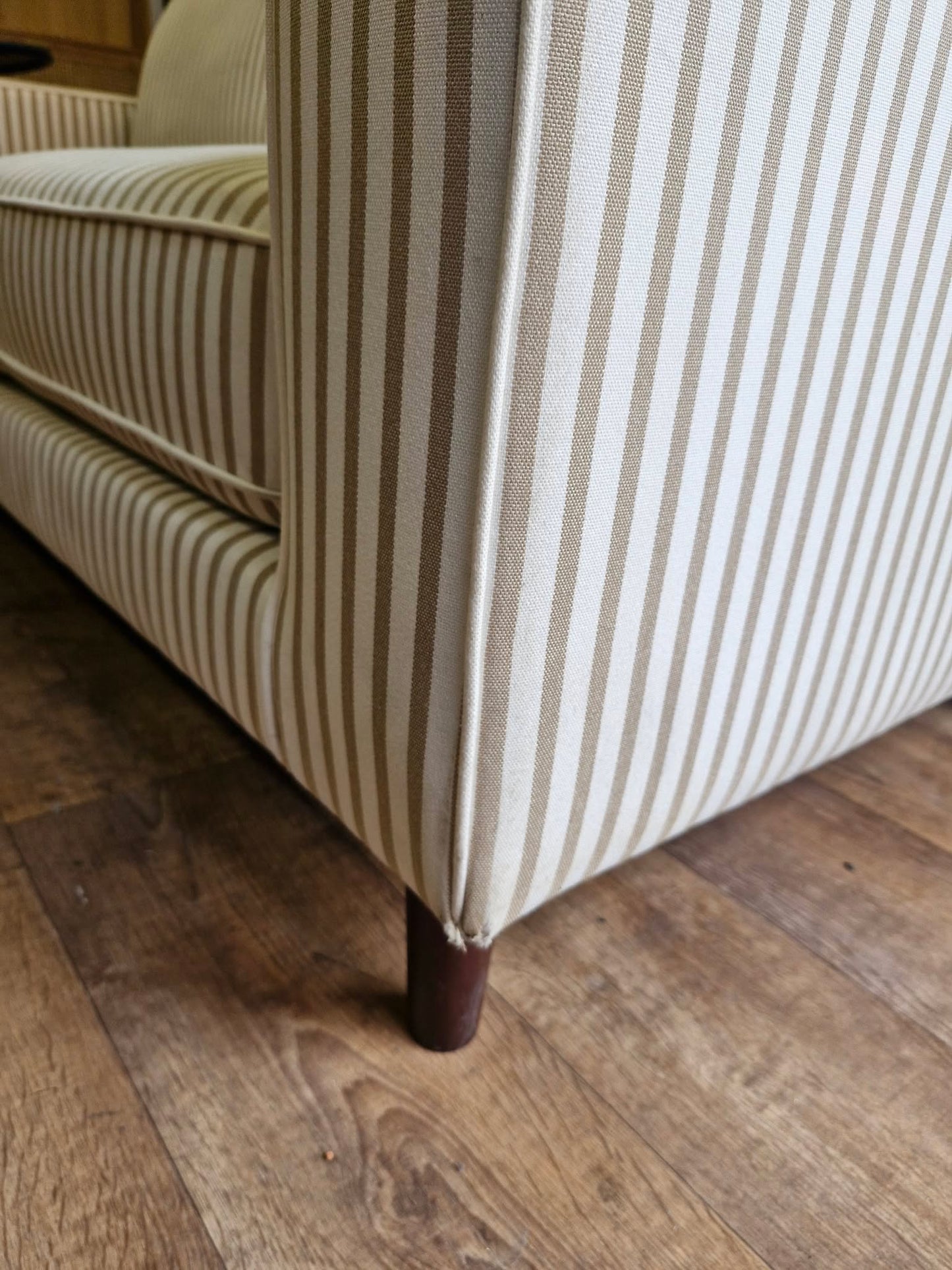 3 Seater White and Beige Stripes Sofa