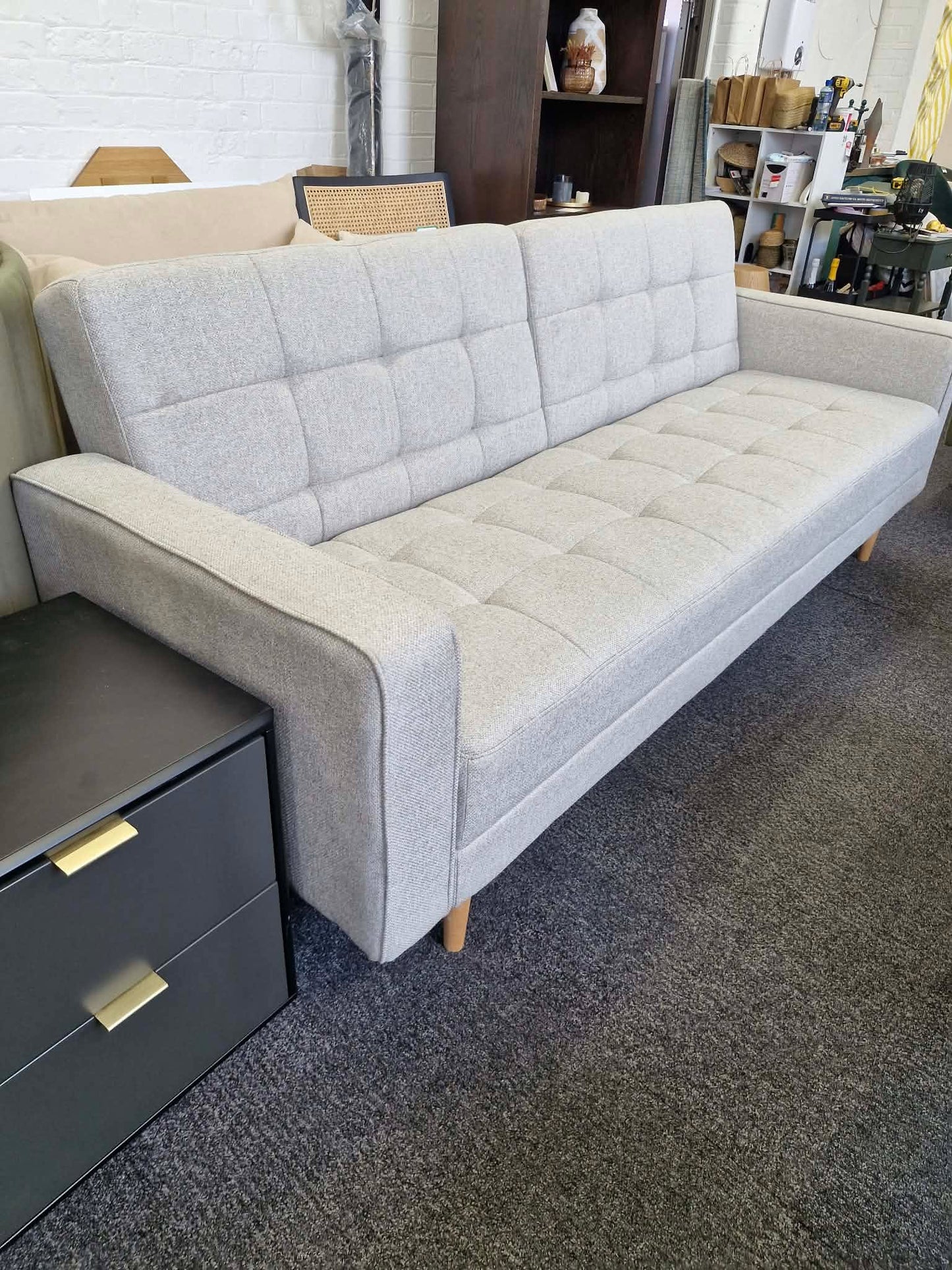 Click Clack 3 Seater Sofa Bed, Light Leg, Cobble Grey