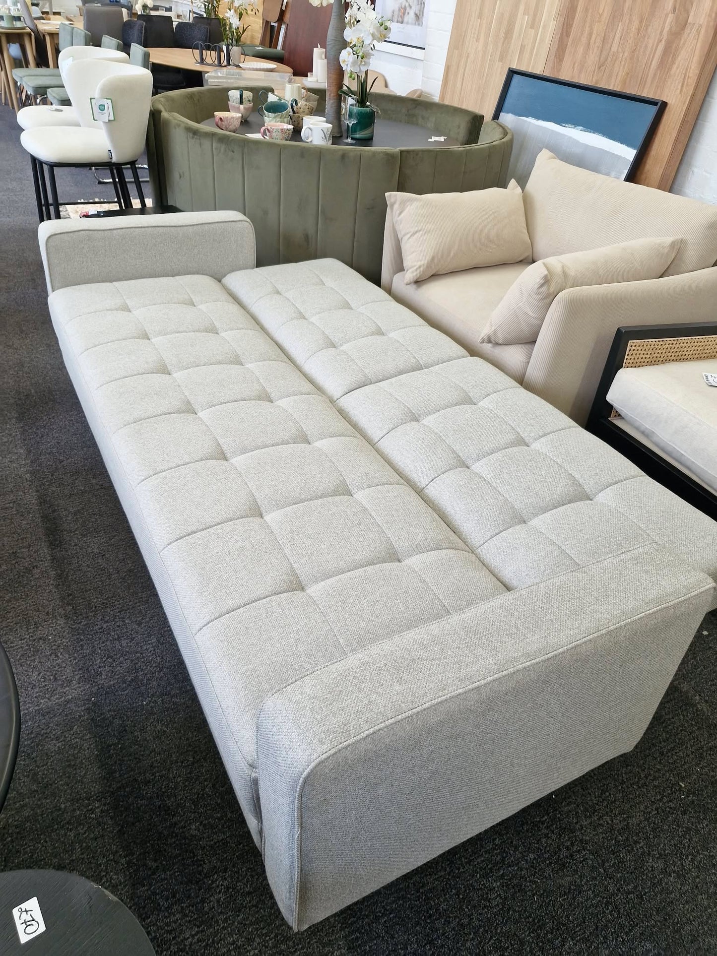 Click Clack 3 Seater Sofa Bed, Light Leg, Cobble Grey