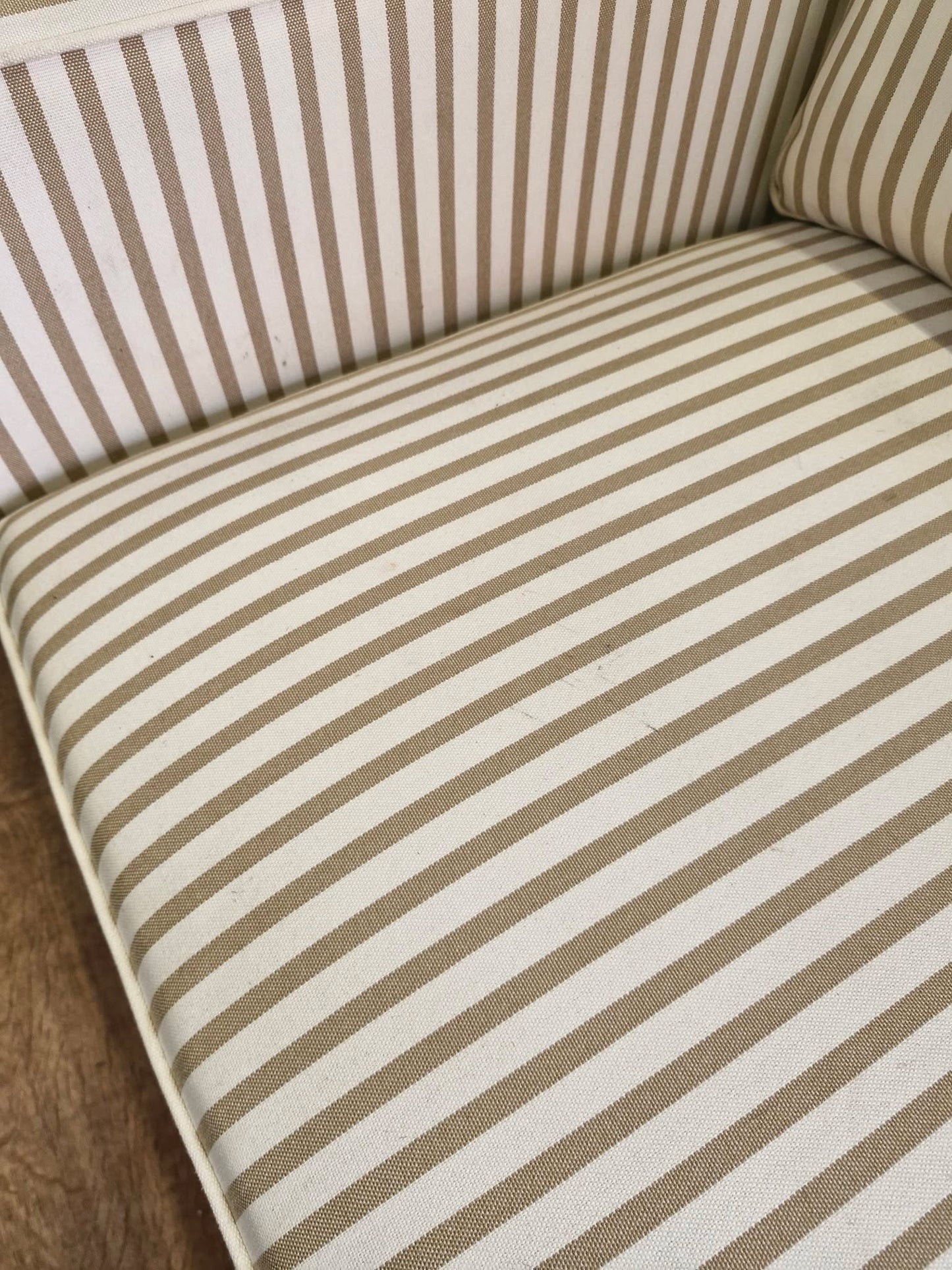 3 Seater White and Beige Stripes Sofa