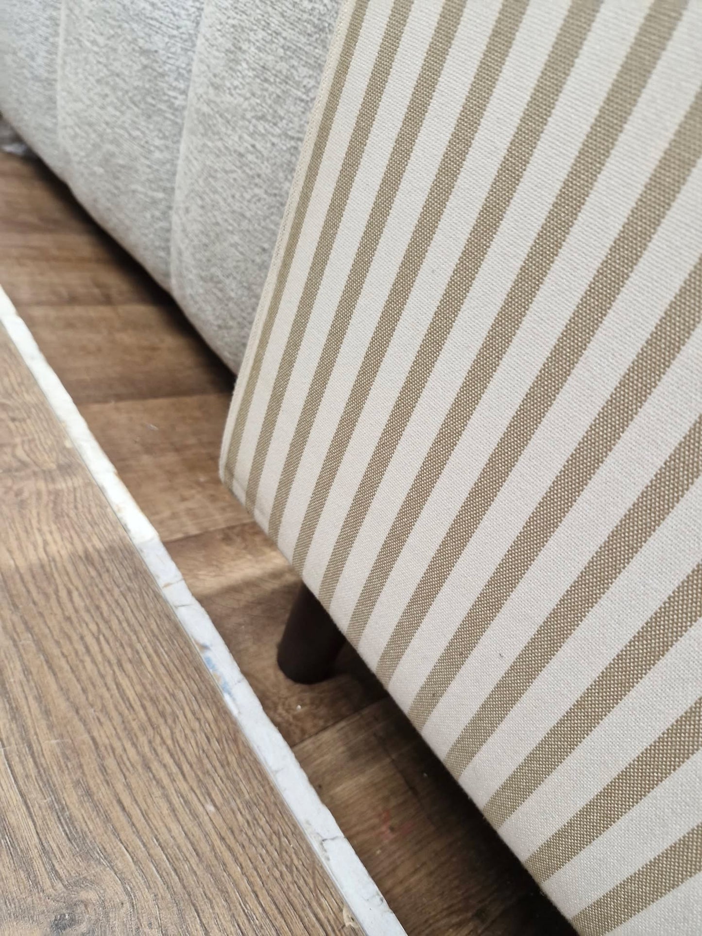 3 Seater White and Beige Stripes Sofa