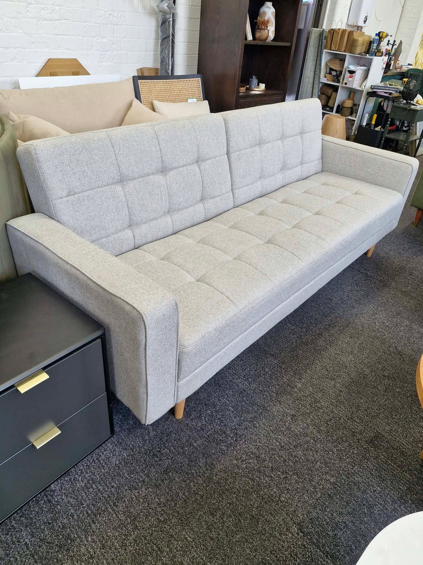 Click Clack 3 Seater Sofa Bed, Light Leg, Cobble Grey