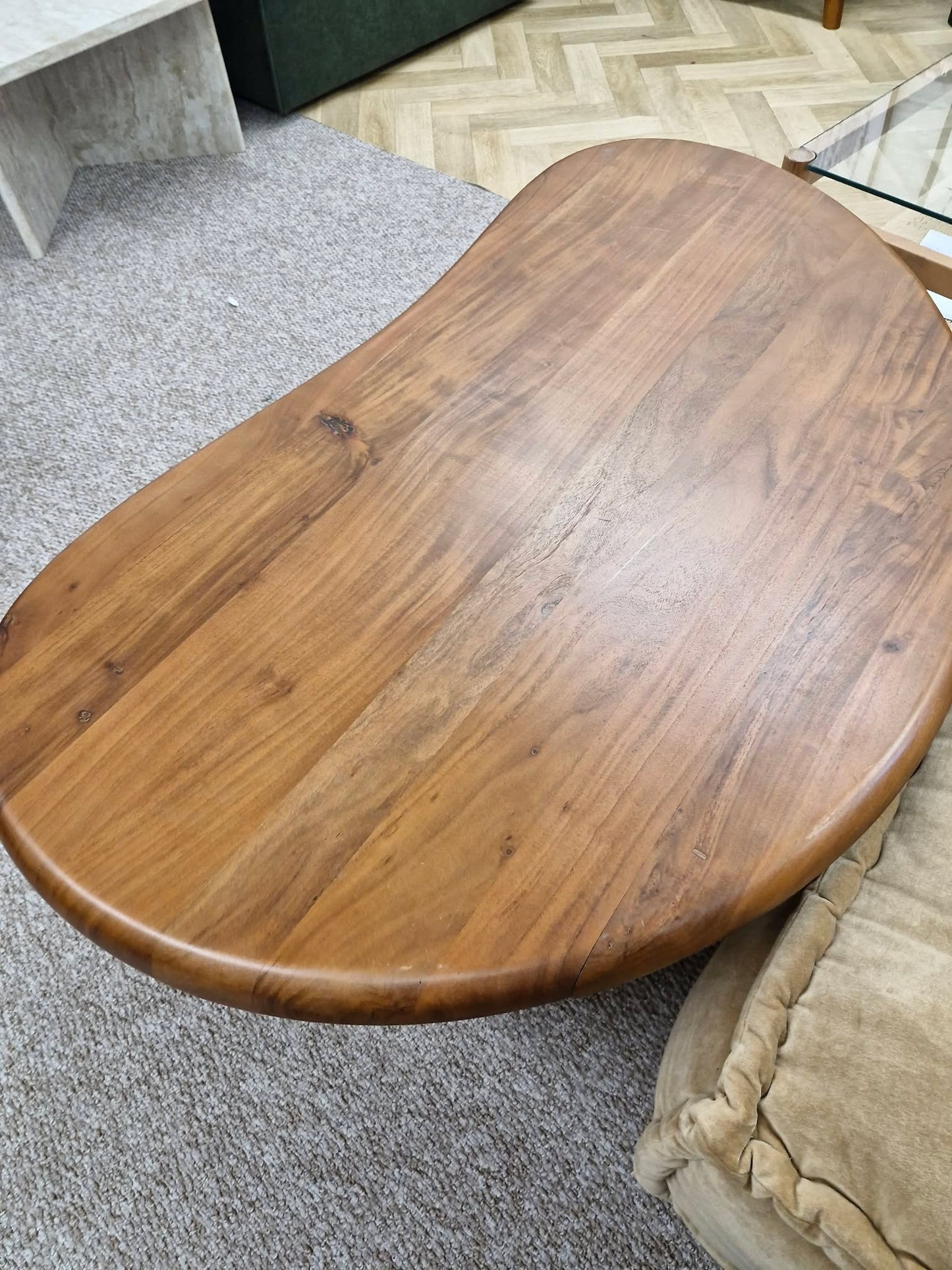 Organic Shape Solid Acacia Wood Coffee Table / West Elm