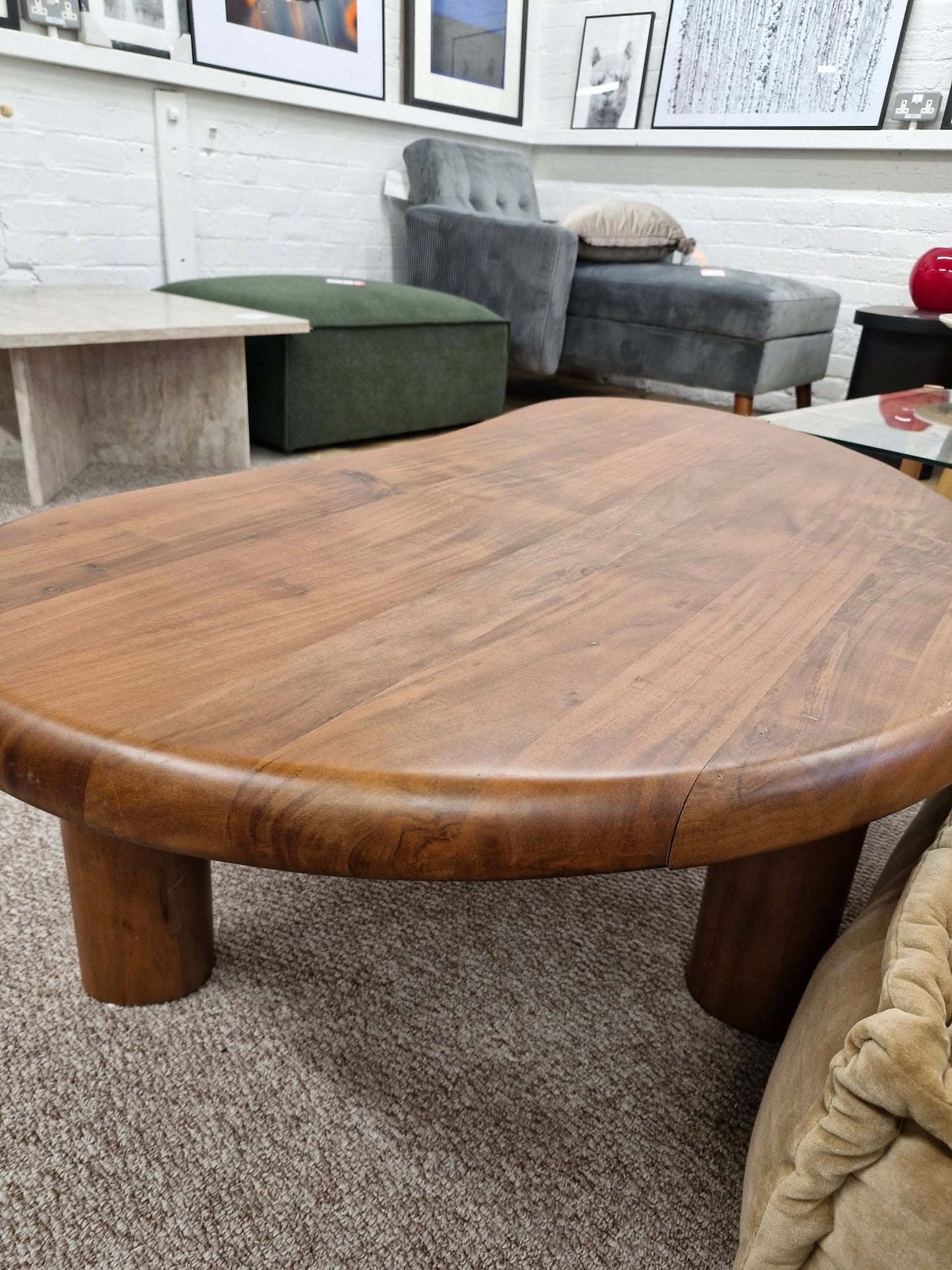 Organic Shape Solid Acacia Wood Coffee Table / West Elm