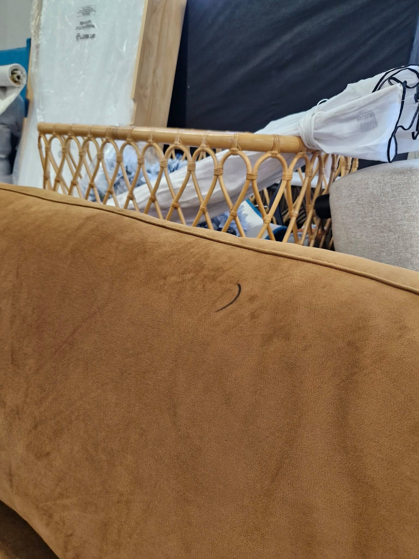 Mustard / Muted Gold Velvet Loveseat / Cuddle Chair